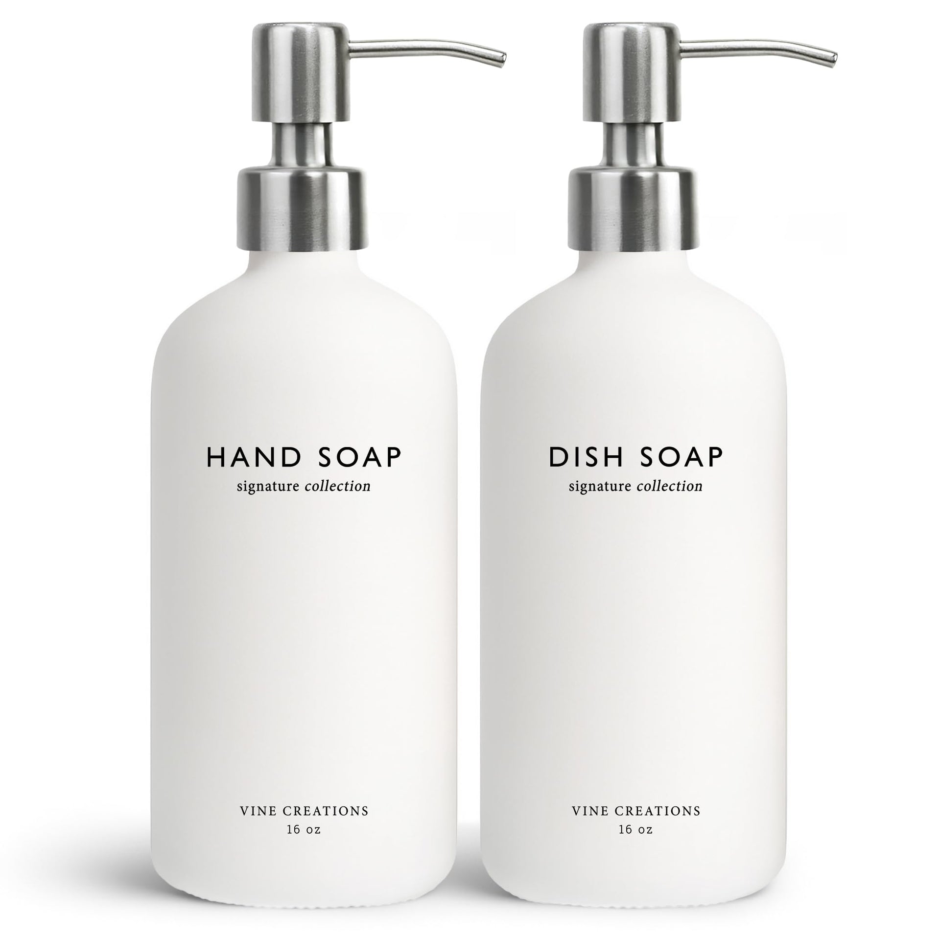 White Glass Soap Dispenser Set (16 Ounce)