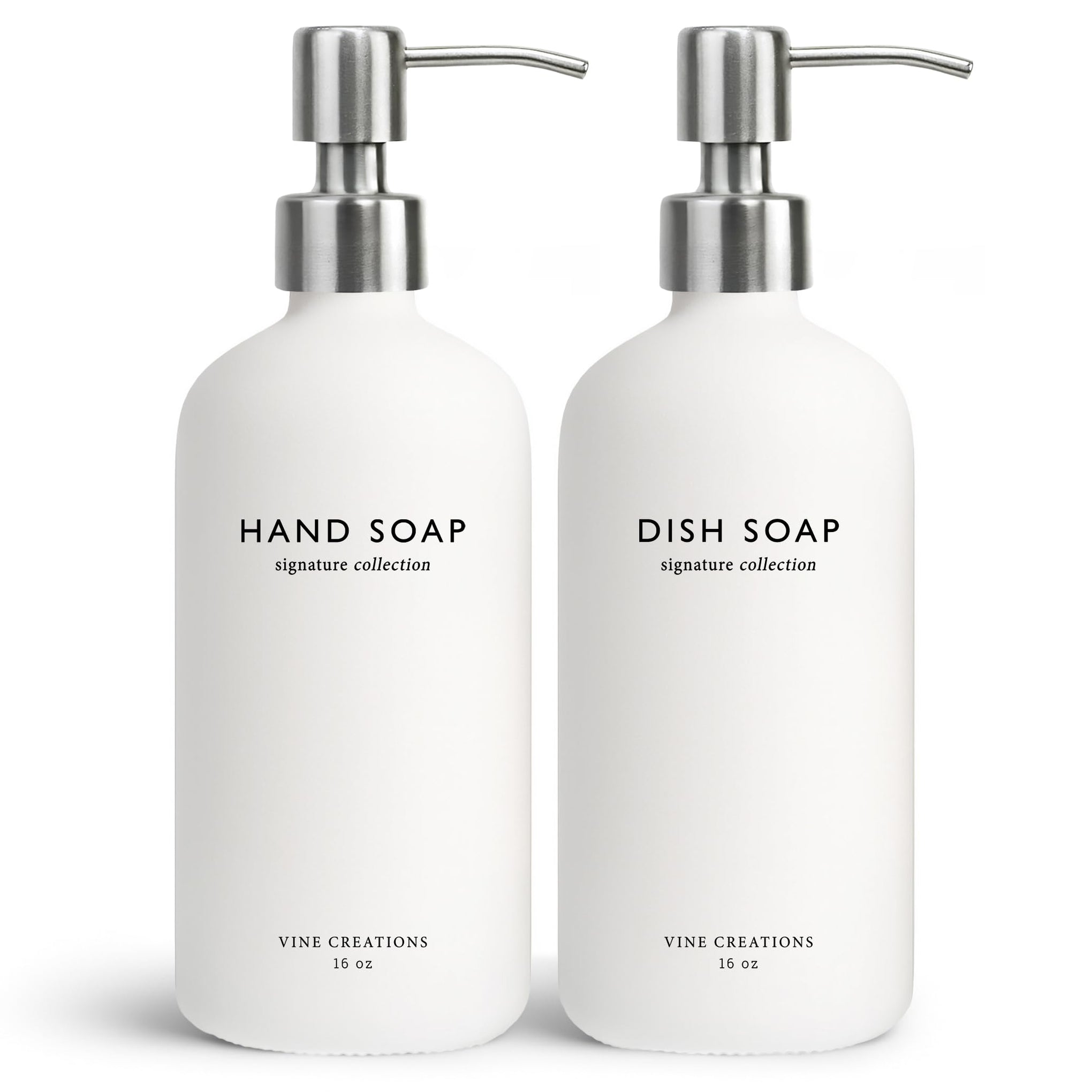 White Glass Soap Dispenser Set (16 Ounce)