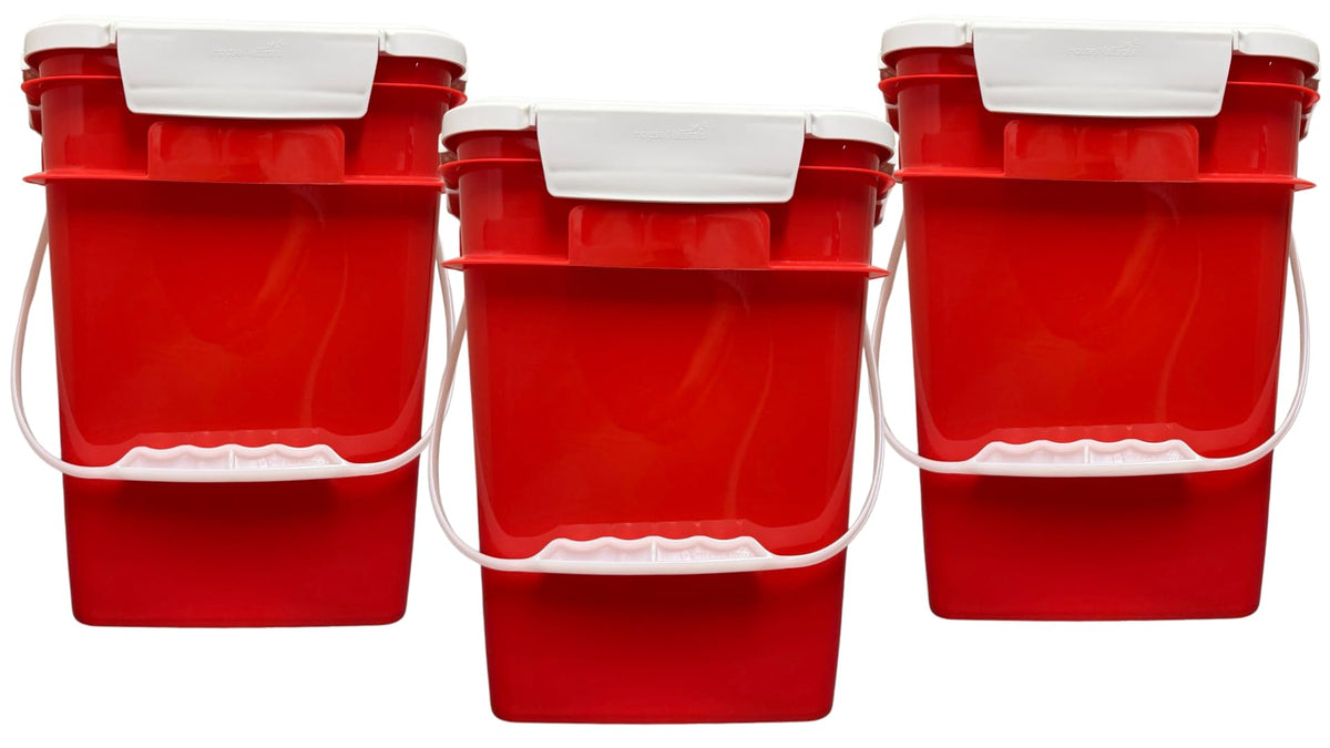 4 Gallon Square Food Grade Bucket Pail with Plastic Handles and Lid