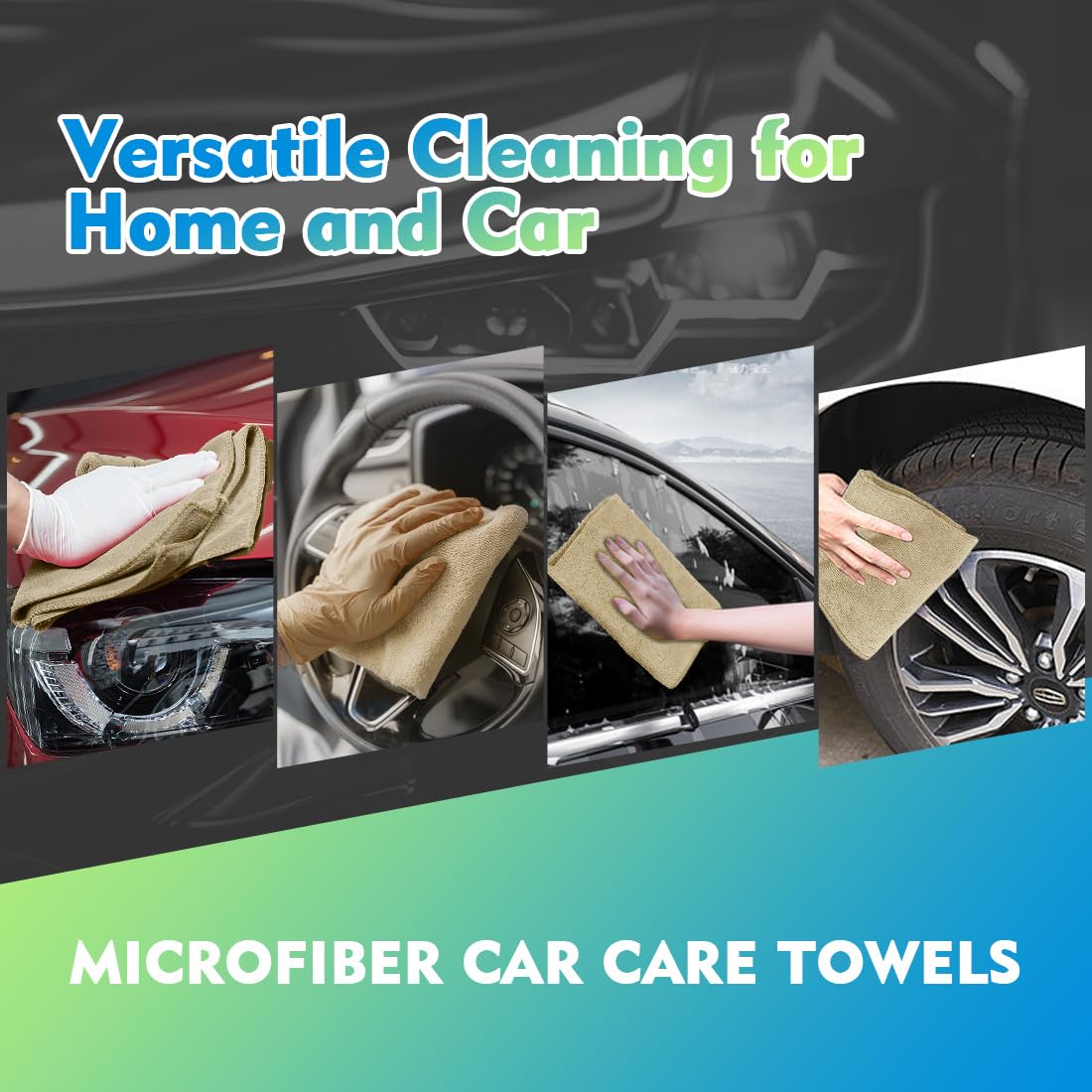 Brown Microfiber Cleaning Cloth 6 Pack 12.5 x 12.5 inch Microfiber Towels for Cars Ultra Absorbent Car Washing Cloth Lint Free Streak Free Cleaning Rags for Car (6 Count)