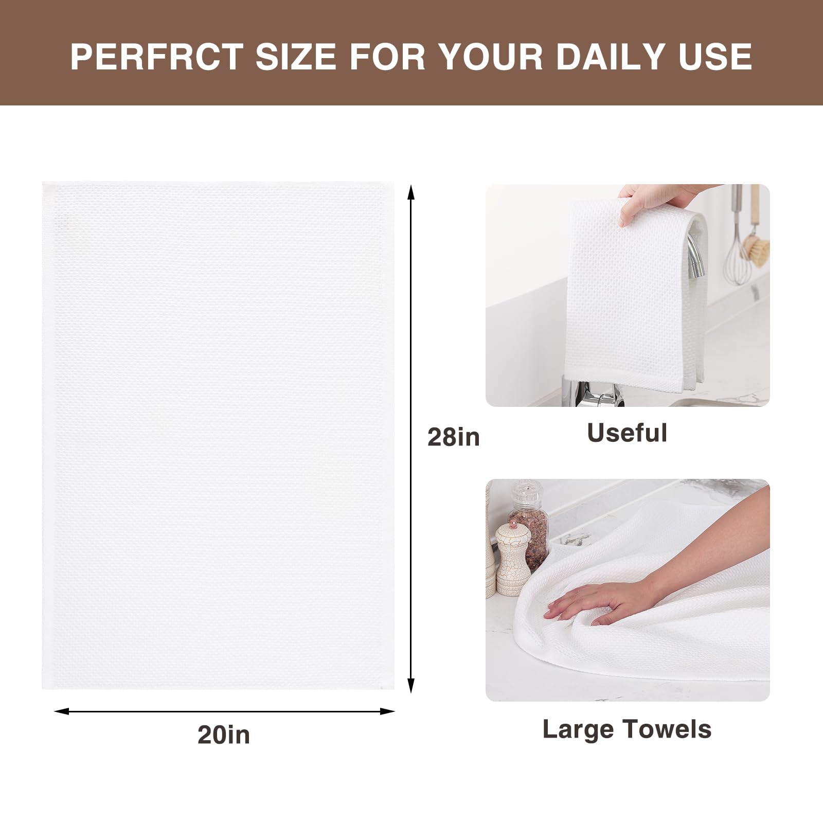 100% Cotton Oversized Waffle Weave Kitchen Towels 4 (4 Count)