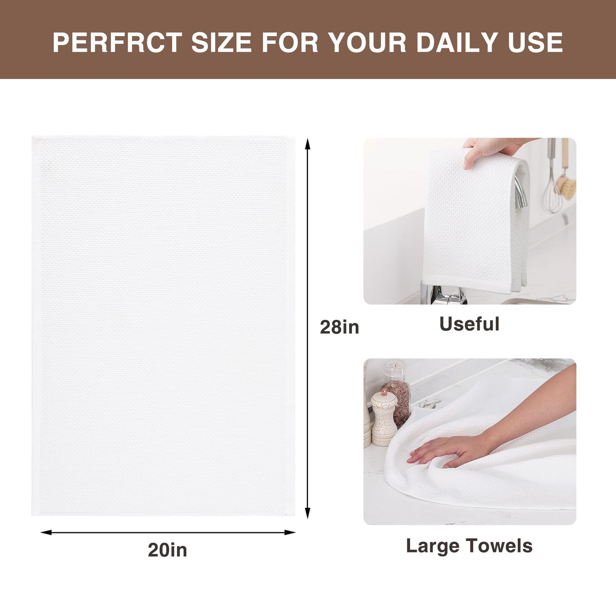 100% Cotton Oversized Waffle Weave Kitchen Towels 4 (4 Count)