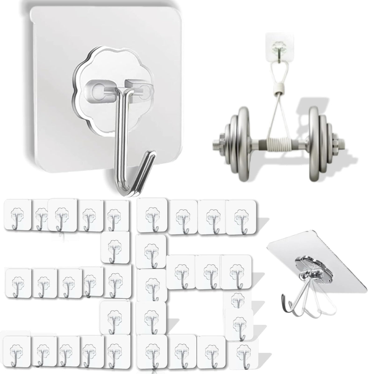 Clear Adhesive Hooks Heavy Duty Walls Hook 36 Pack for Hanging