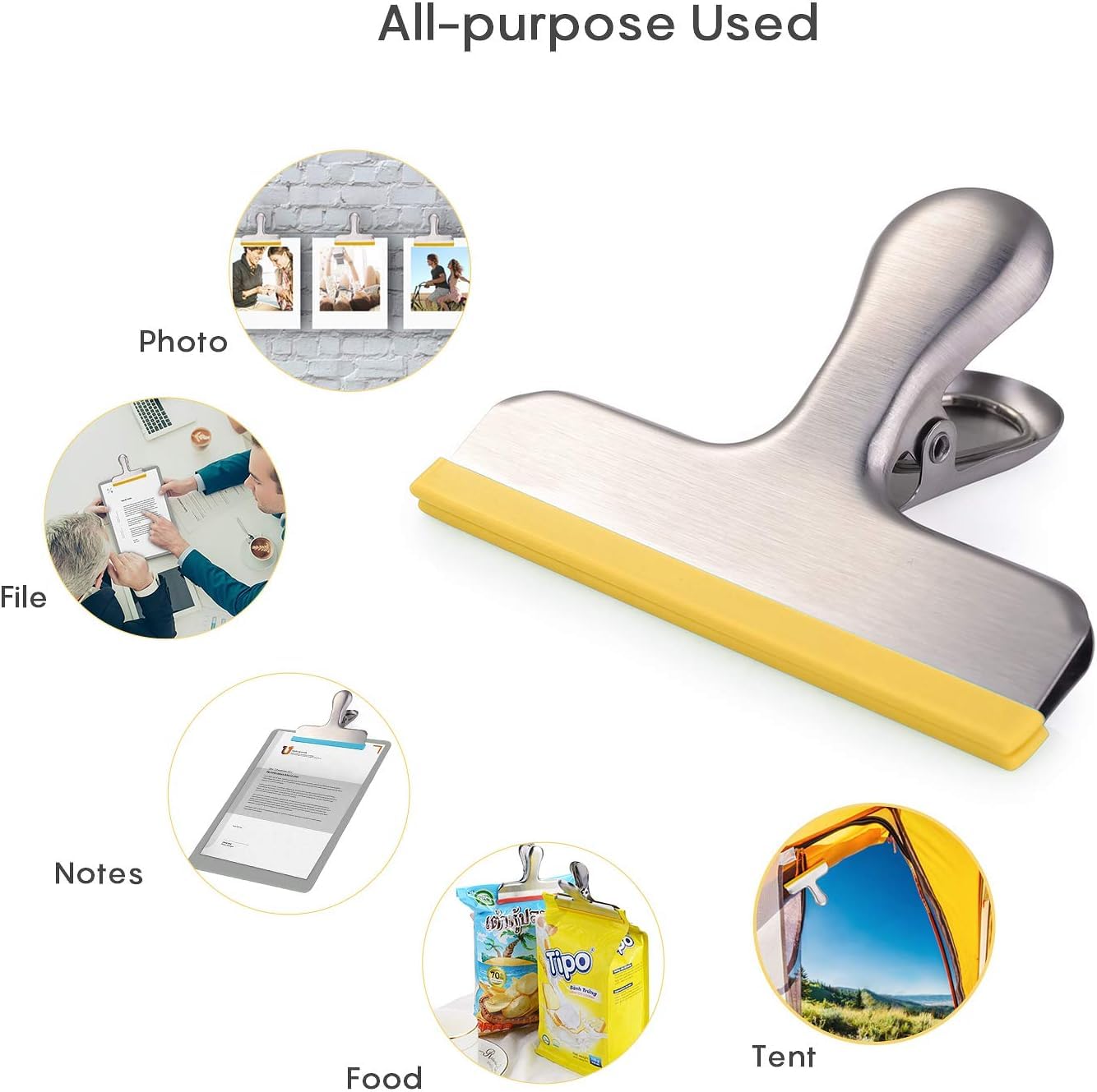 8 Pack Stainless Steel Chip Bag Clips Covered with Silicone (12 Count)