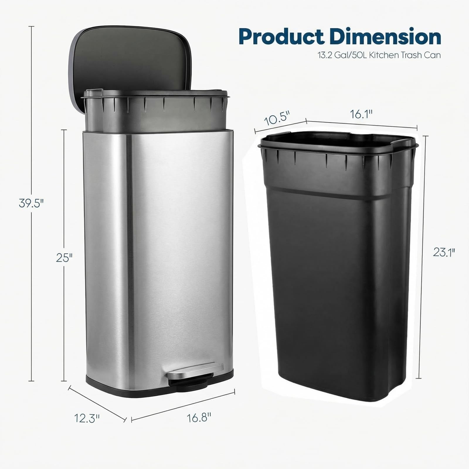 13.2 Gal Kitchen Trash Can