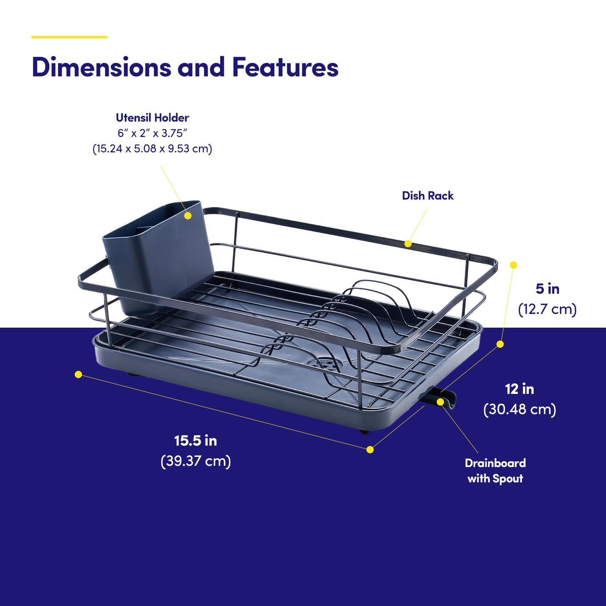Dish Drying Rack 3 Piece Dish Drainer with Drainboard Set for Kitchen Counter