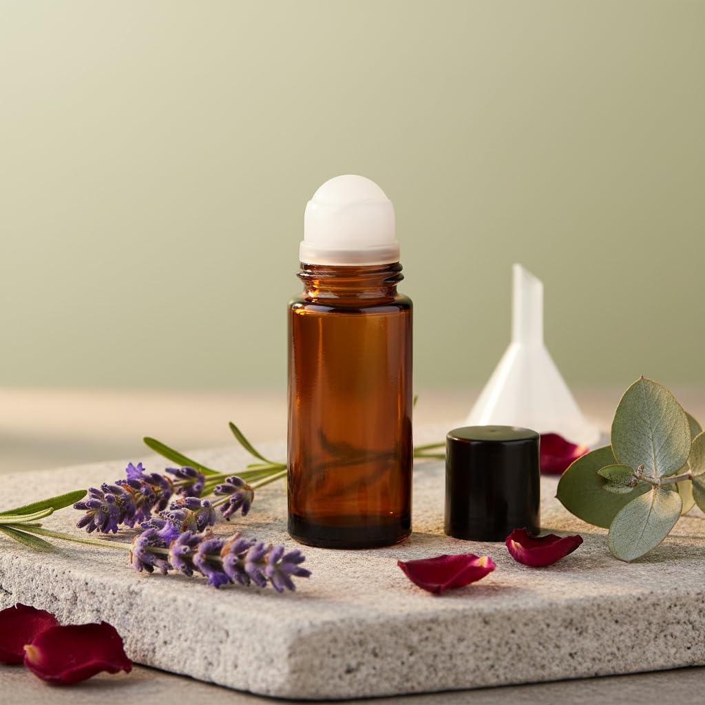 2Pcs Brown 30ml Glass Essential Oil Roller Bottles Refillable Roll on Bottles Empty Deodorant Bottle Containers Rollerball Beauty Personal Care Fragrance Cosmetics Tools (2 Count)