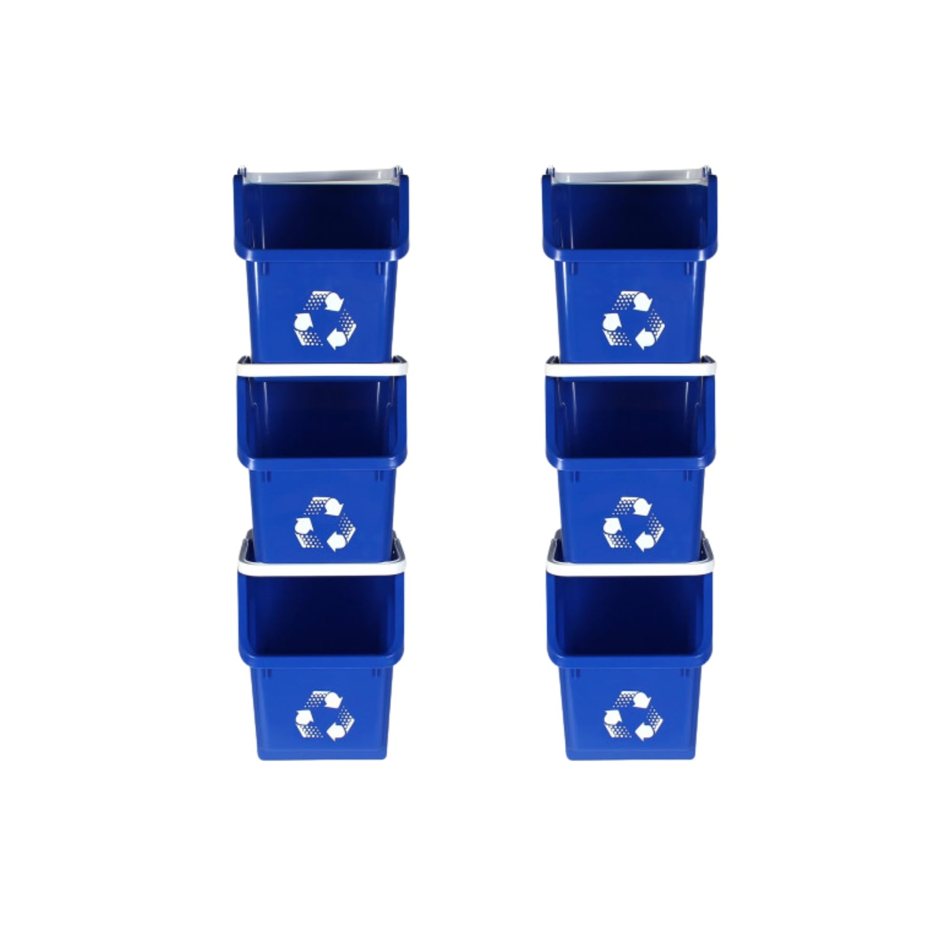 Blue Recycle Bin 6 Gallon Stackable Recycle Bins for Kitchen with Handle (6 Count)