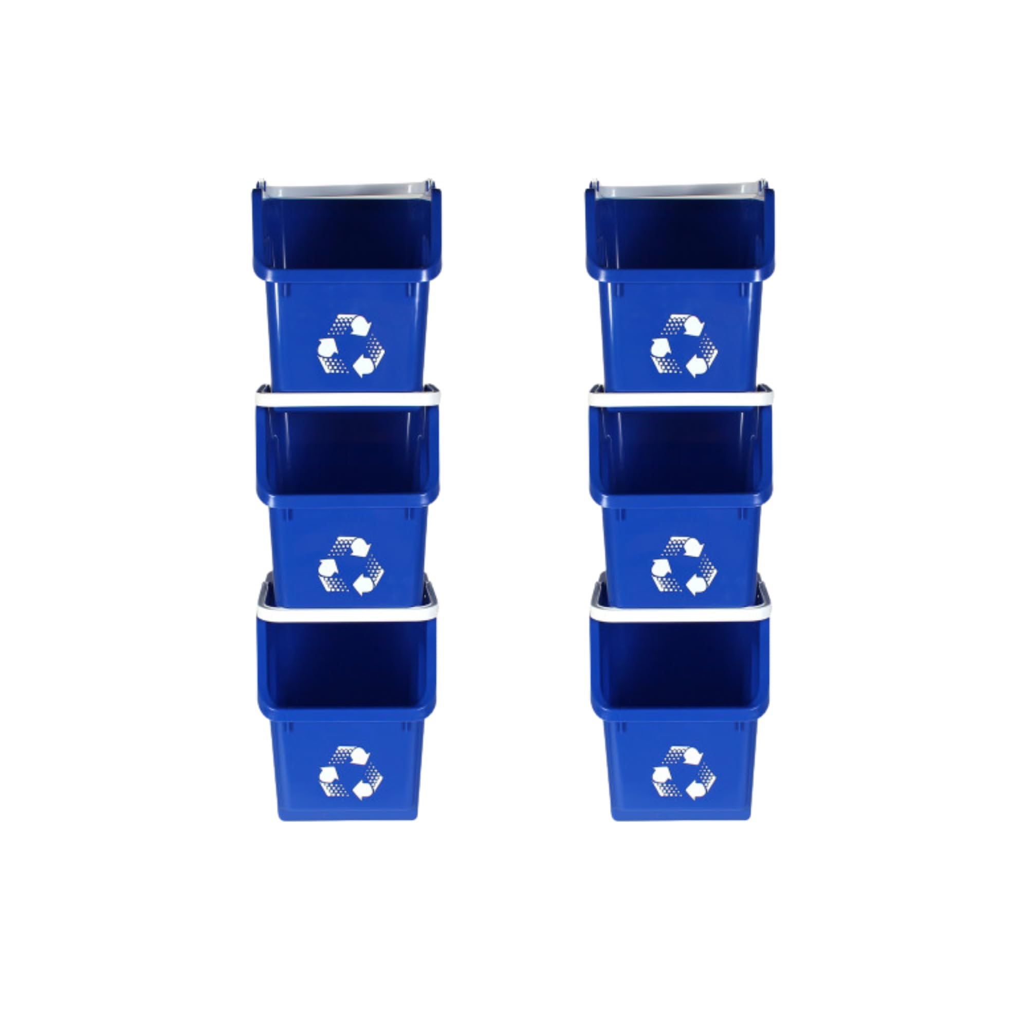 Blue Recycle Bin 6 Gallon Stackable Recycle Bins for Kitchen with Handle (6 Count)