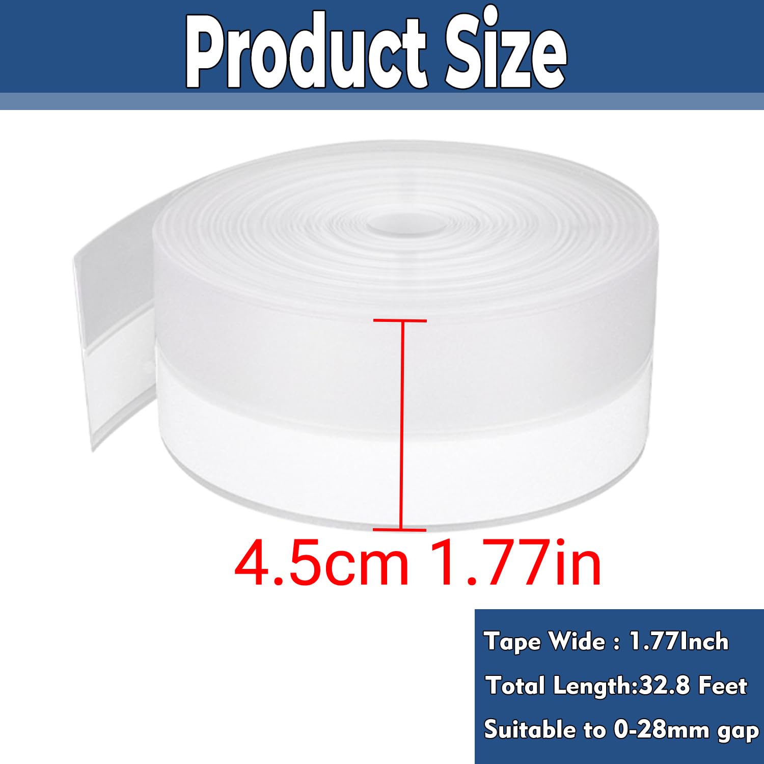Weather Stripping Door Seal Strip 33 Feet Strip Bottom Draft Insulation Stopper Weatherproof Soundproof for Door Frame or Window Sealer Bathroom Shower Glass Gaps (33 Foot)