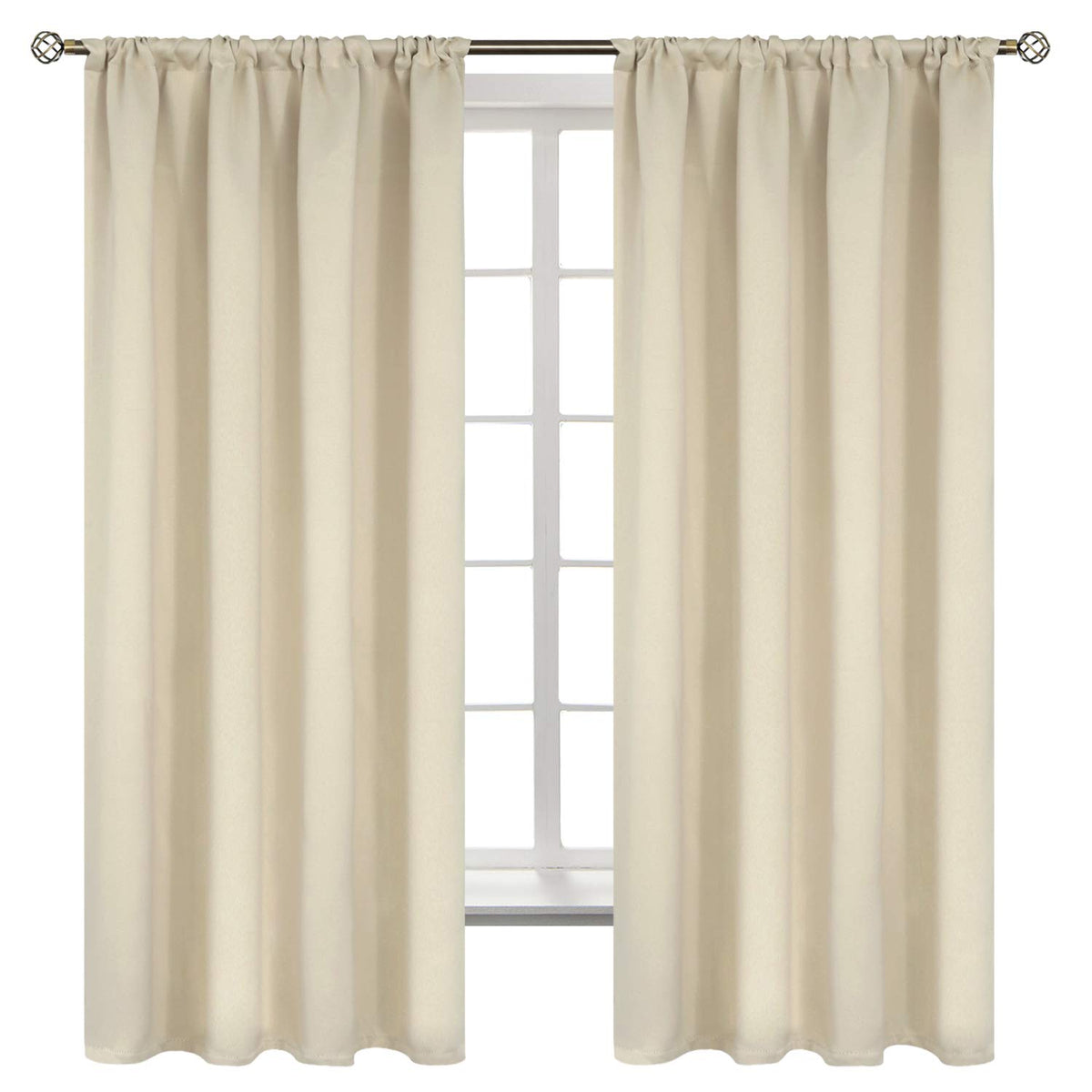 Beige Blackout Curtains 63 Inches Length for Bedroom