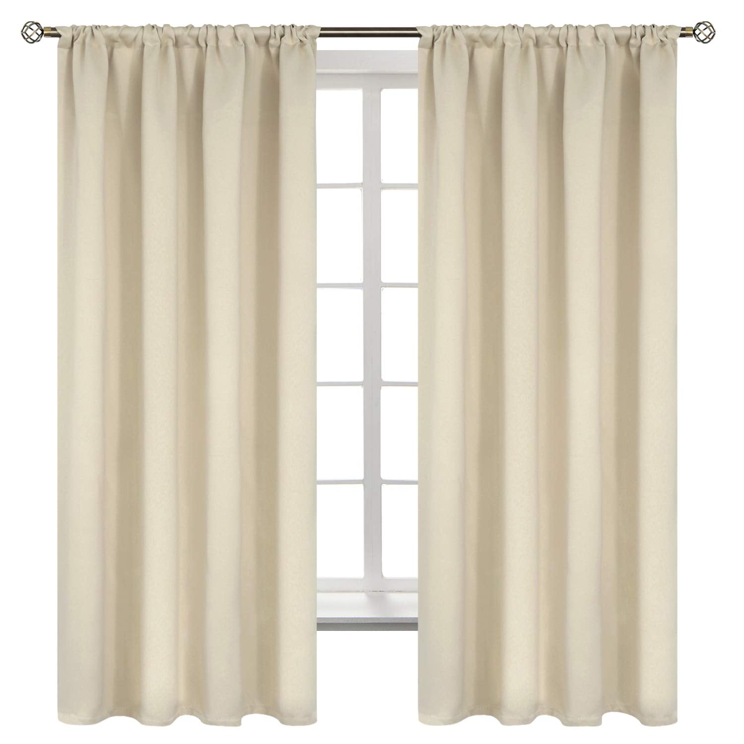 Beige Blackout Curtains 63 Inches Length for Bedroom
