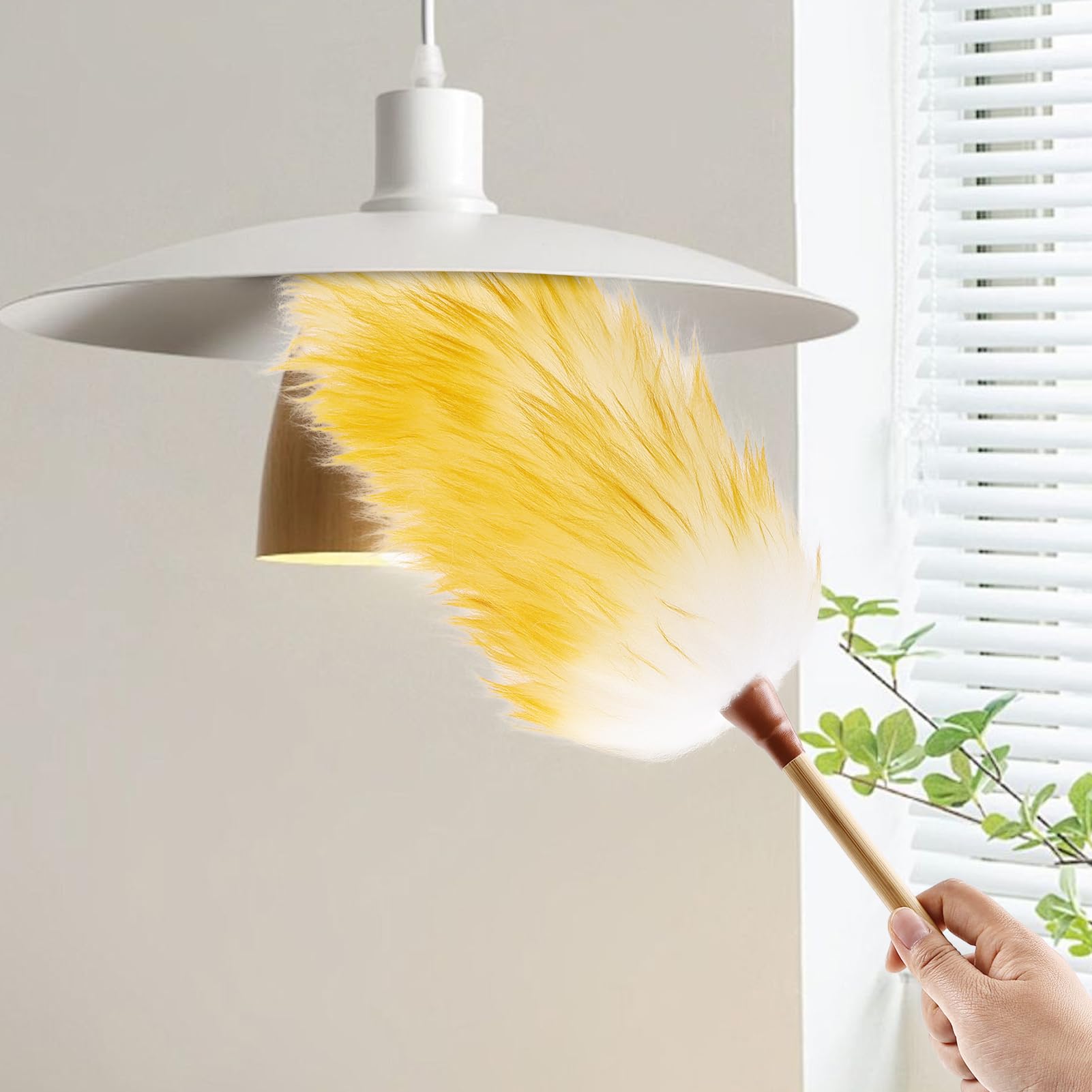 Natural Lambswool Duster 20 Inch Handheld with Wooden Handle Duster Dusting Tool for Blinds Electronics Furniture Delicate Surfaces (2 Count)