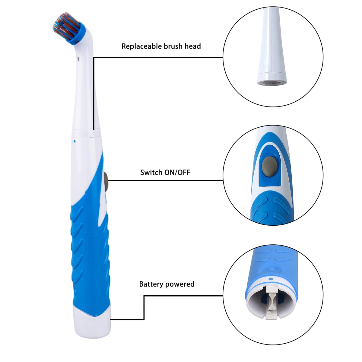 Electric Cleaning Brush with 4 in 1 Multiple Brush Heads