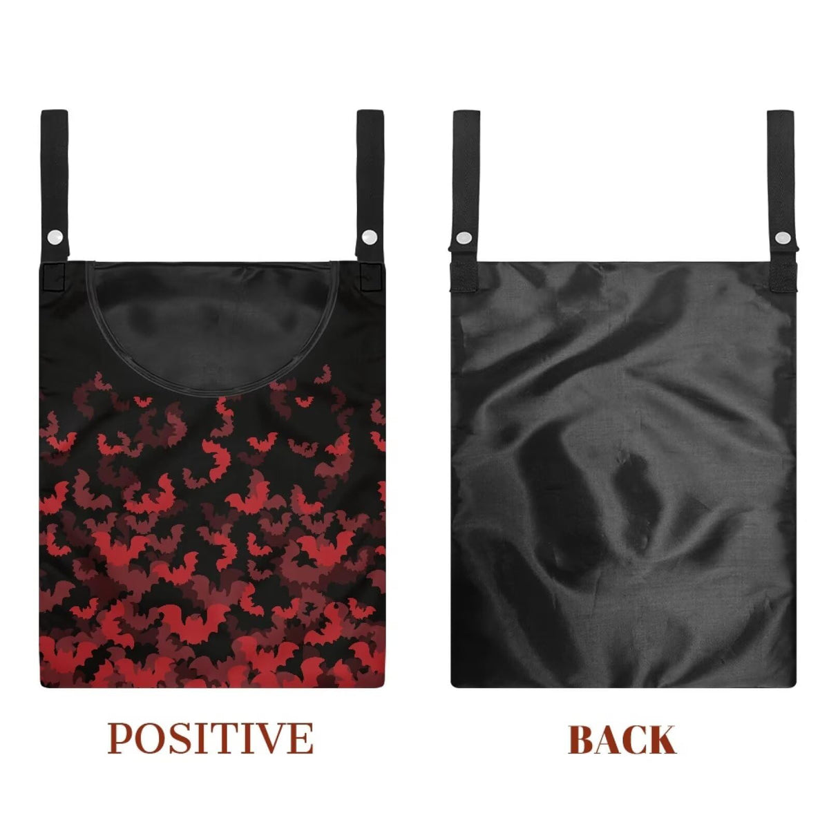 Halloween Black Bat Clothes Pin Bag to Hang On Line Reusable Clothespin Holder Laundry Room Clothespin Holder with Large Opening Space