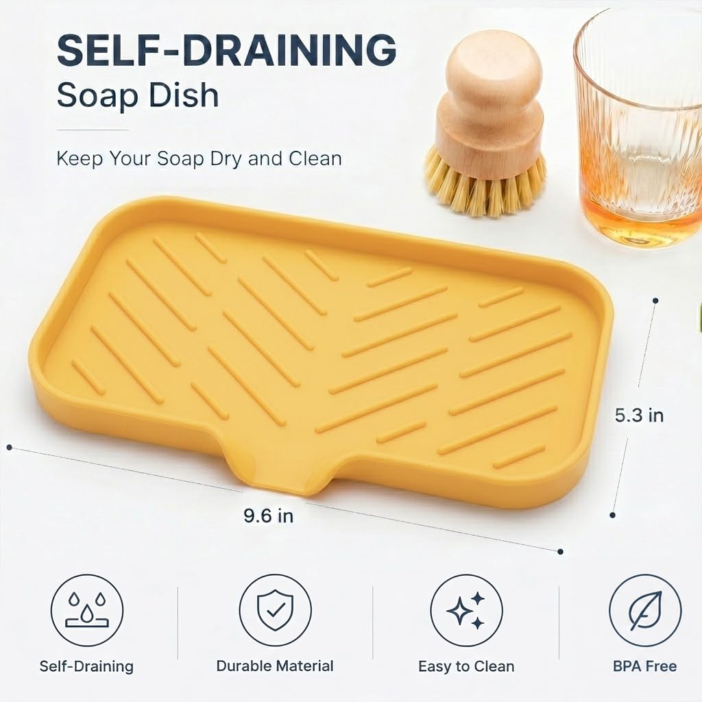 Silicone Soap Dish with Drain Spout
