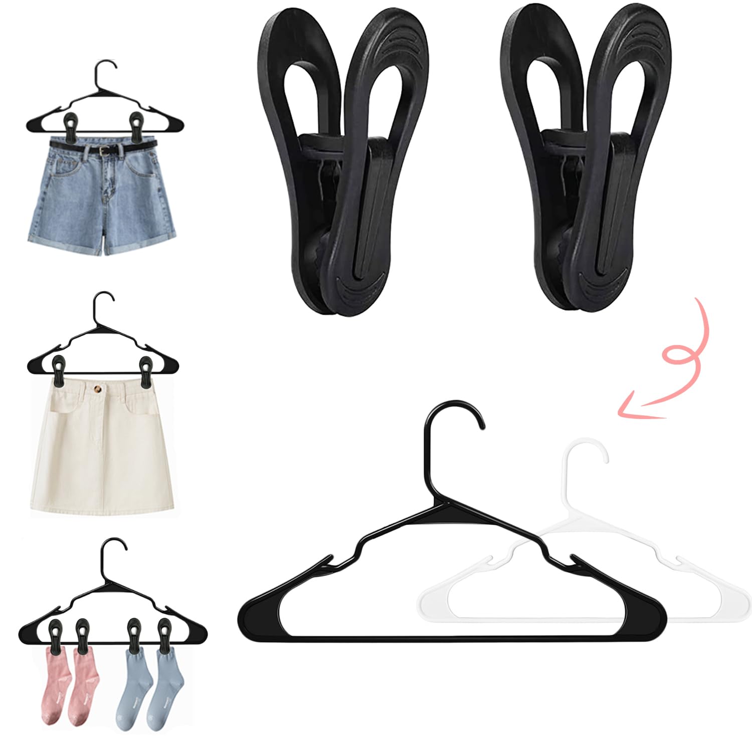 Black Hanger Clips 30 PCS (30 Count)