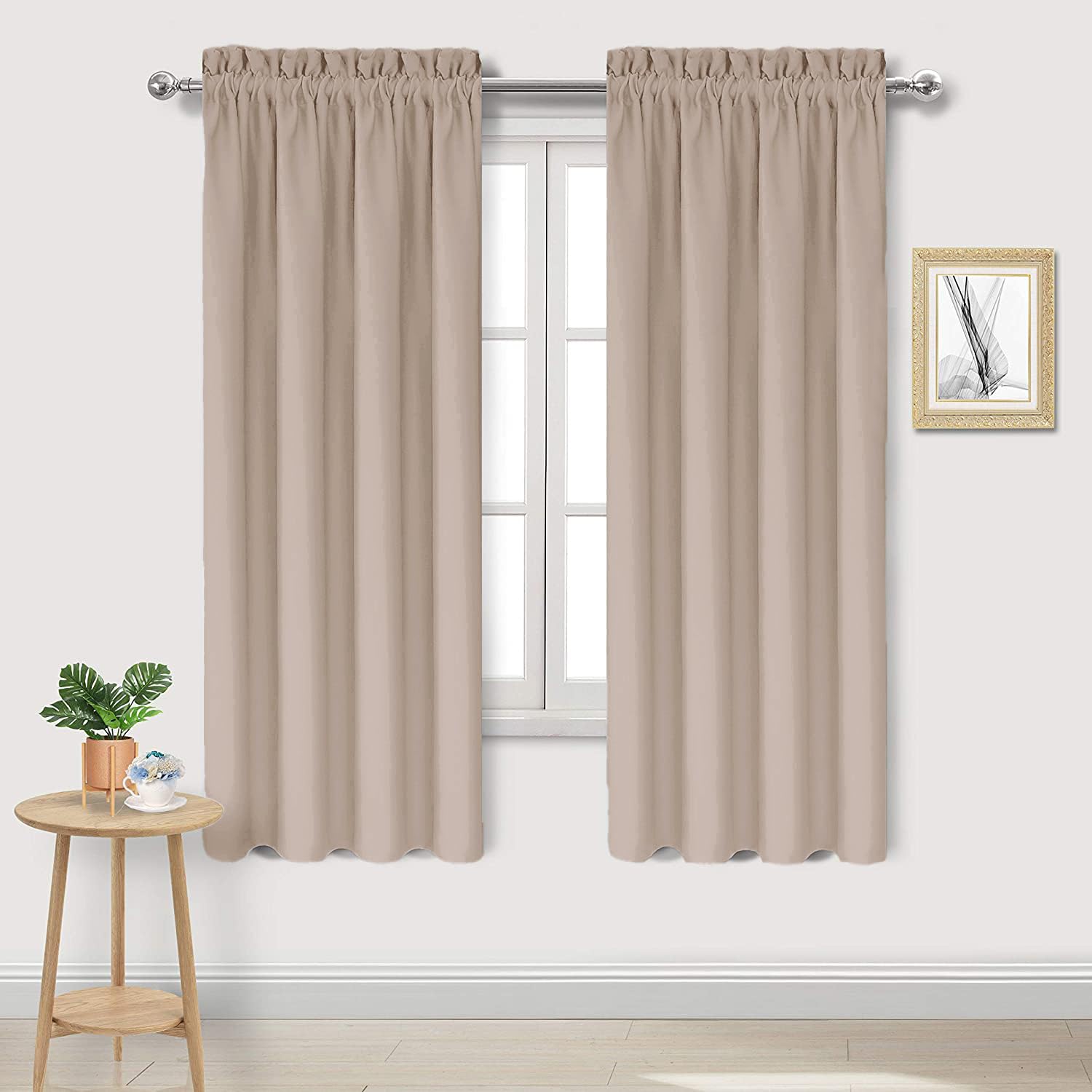 Blackout Curtains for Bedroom Living Room 42 x 72 Inch Long Camel (2 Count)