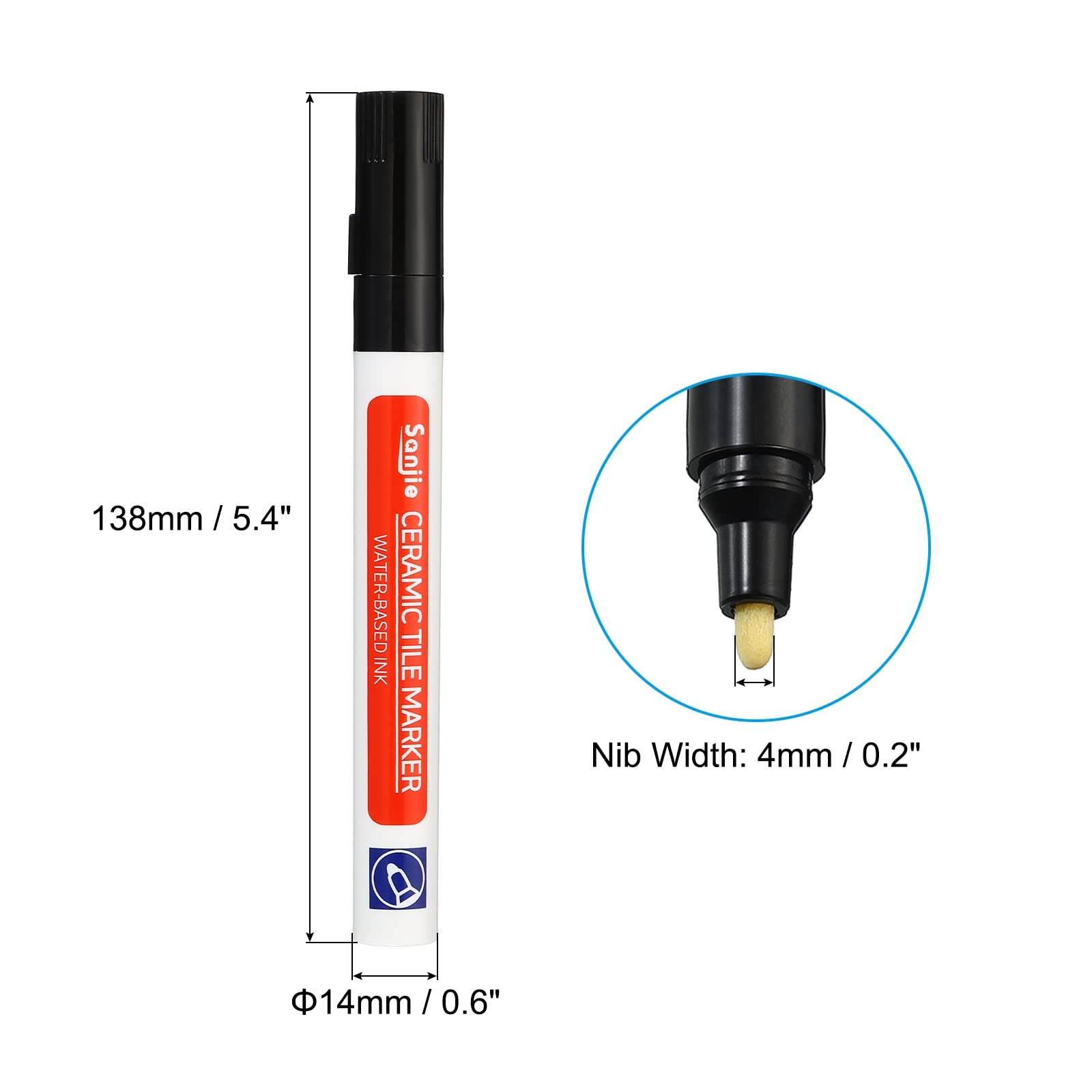 Grout Pen 4 Pack Black Tile Marker Waterproof Grout Sealer Pen Tile Repair Pens Paint Pens for Wall Floor Bathroom Kitchen Refresh (4 Count)