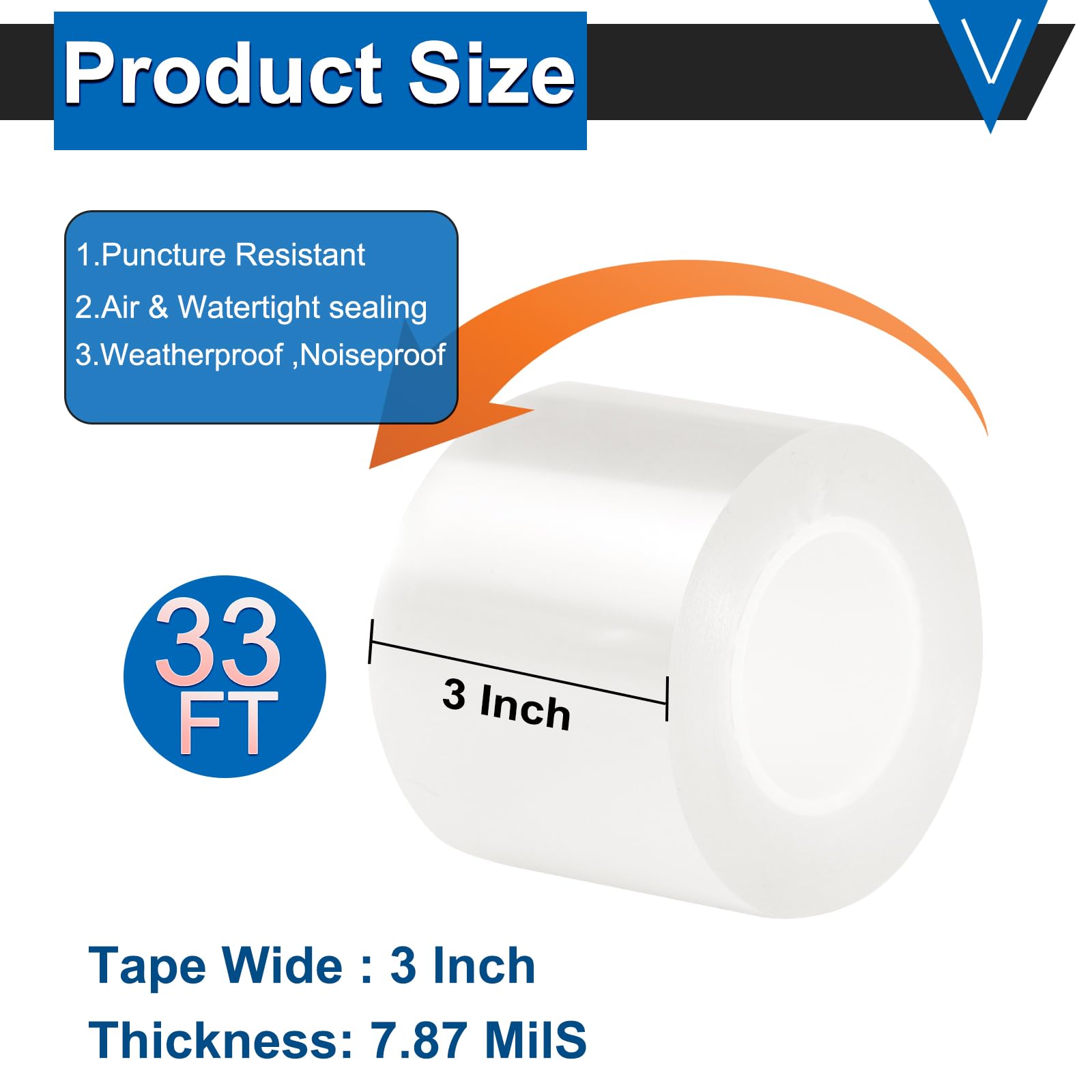 Window Weather Sealing Tape 3 Inch x 33 FT x 0.3 Mils Weather Stripping Residue