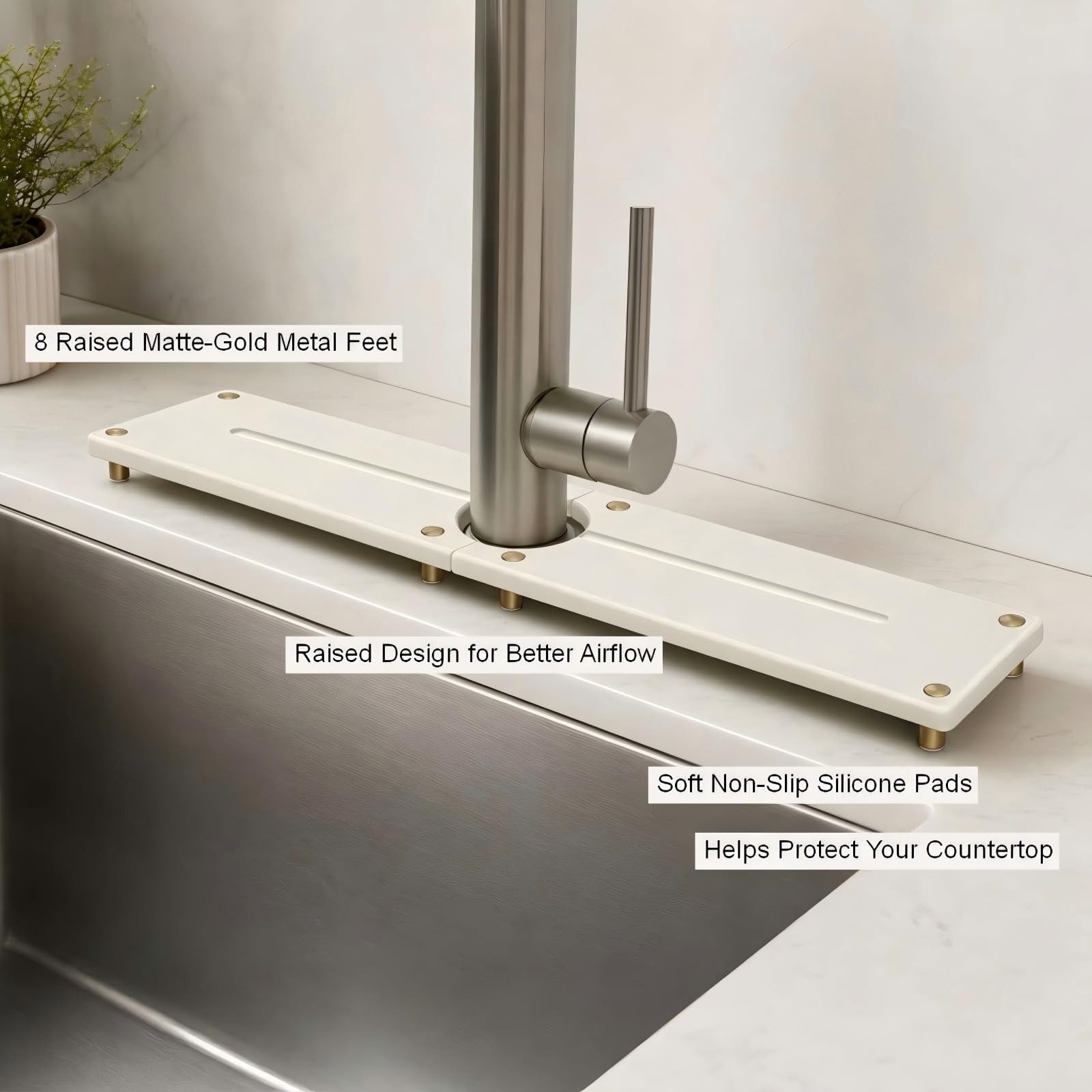 2PCS Stone Faucet Mat for Kitchen Sink