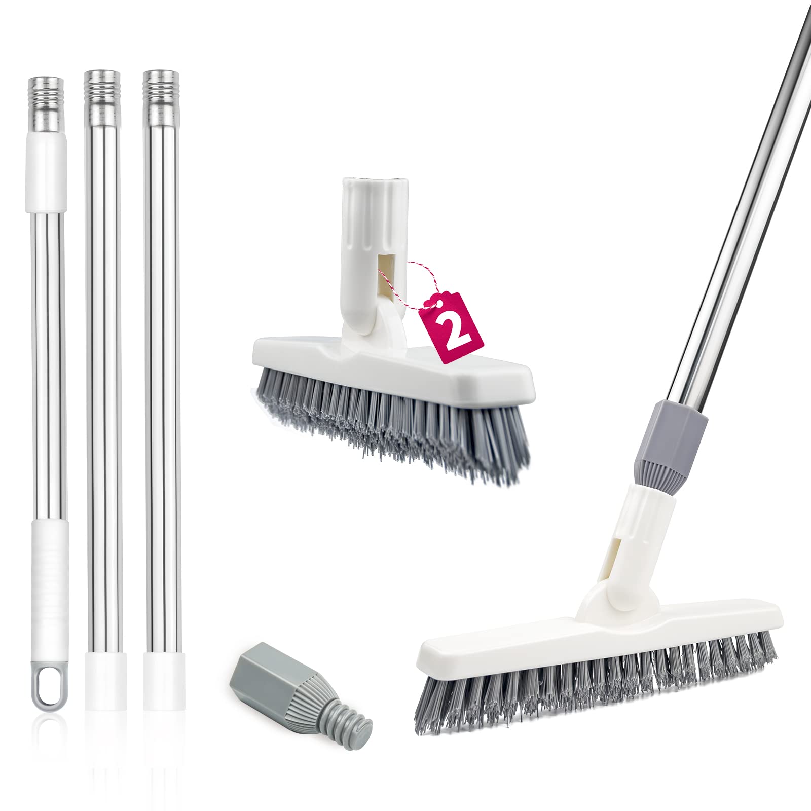 2 Pack Grout Cleaning Brush with Long Handle