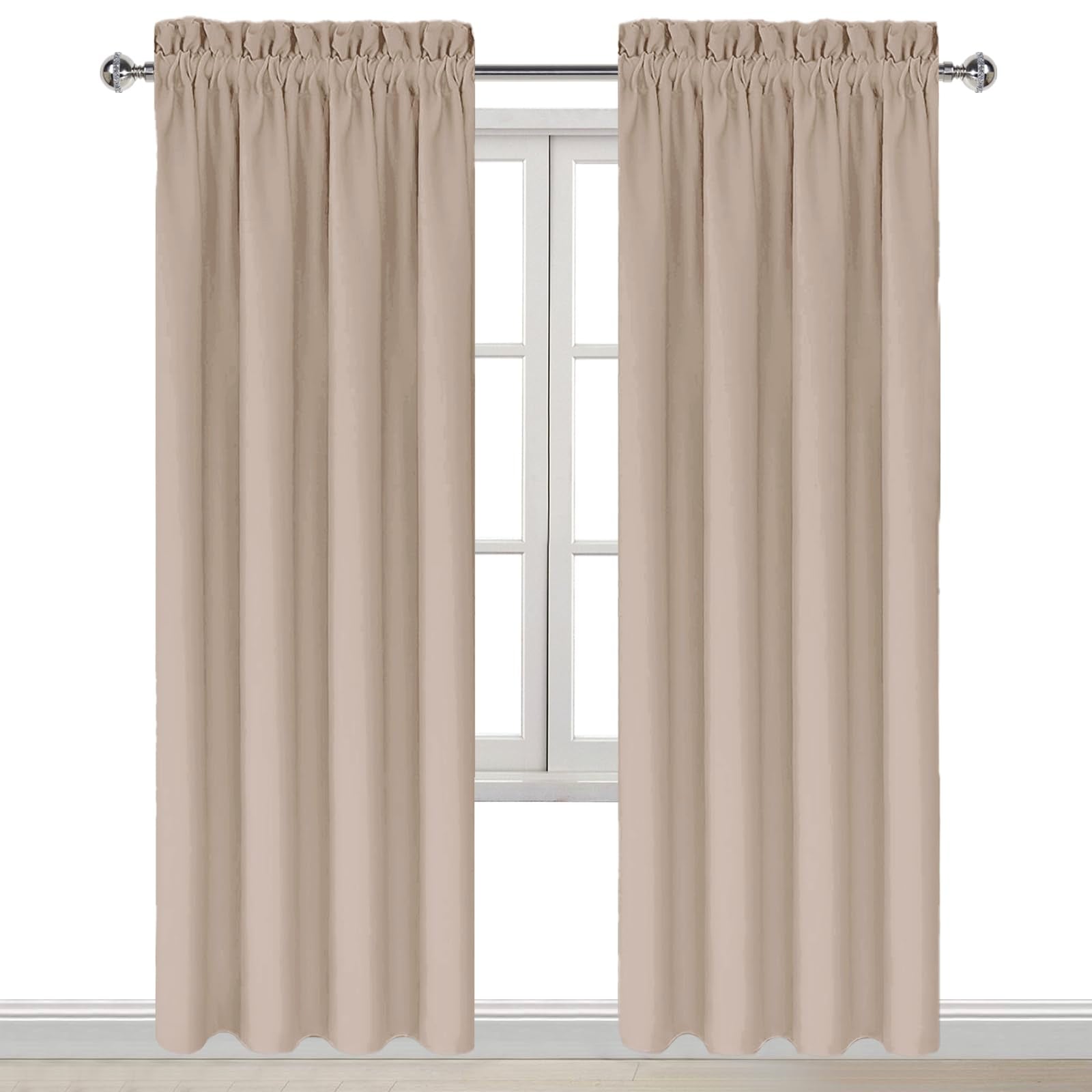Blackout Curtains for Bedroom Living Room 42 x 84 Inch Long Camel (2 Count)