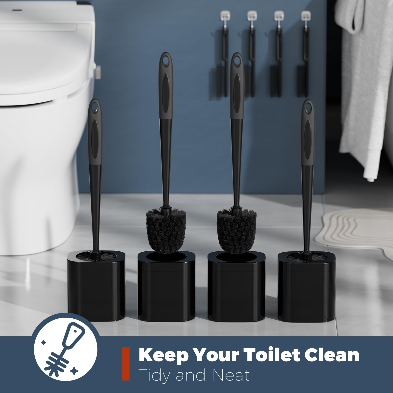 Toilet Brush and Holder Set (4 Count)