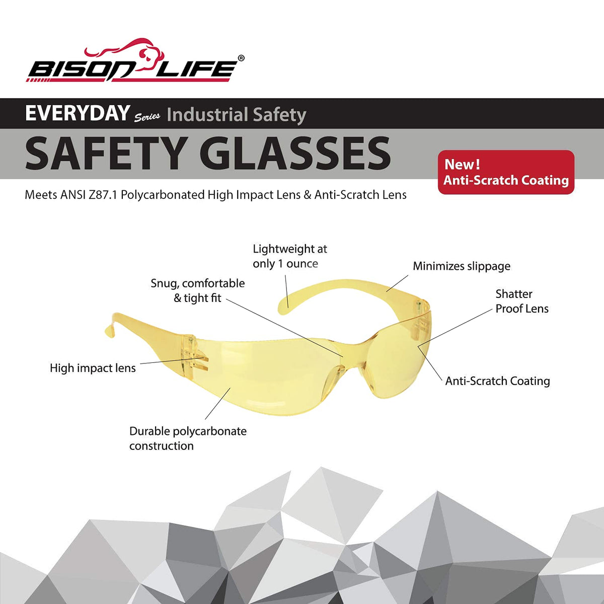 Yellow Safety Glasses Bulk 6 Pack (6 Count)