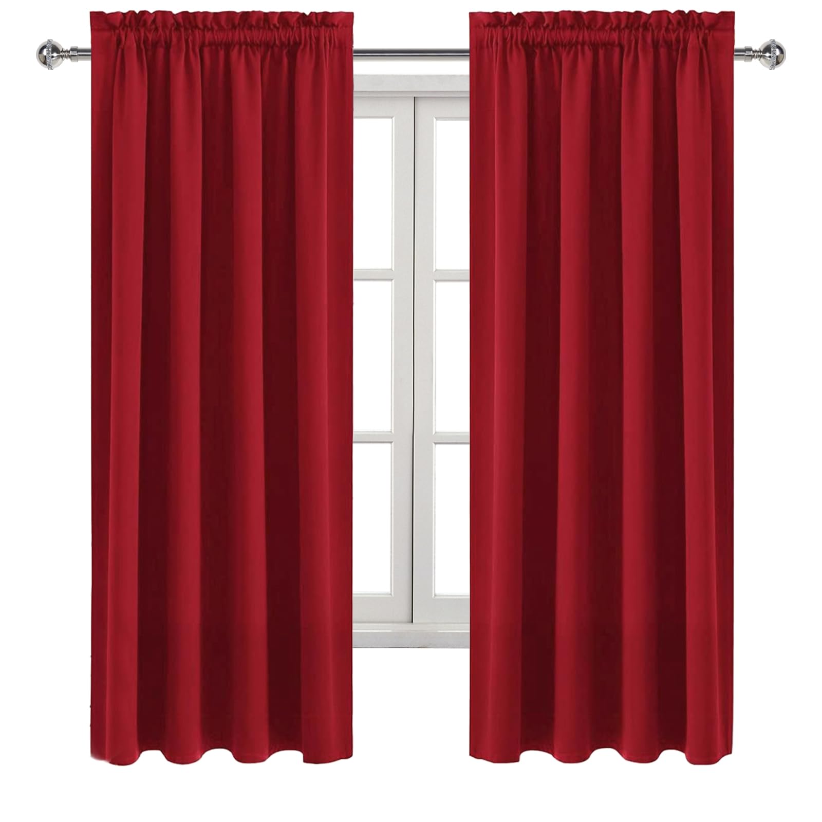 Blackout Curtains for Bedroom Living Room 38 x 63 Inch Long Red (2 Count)