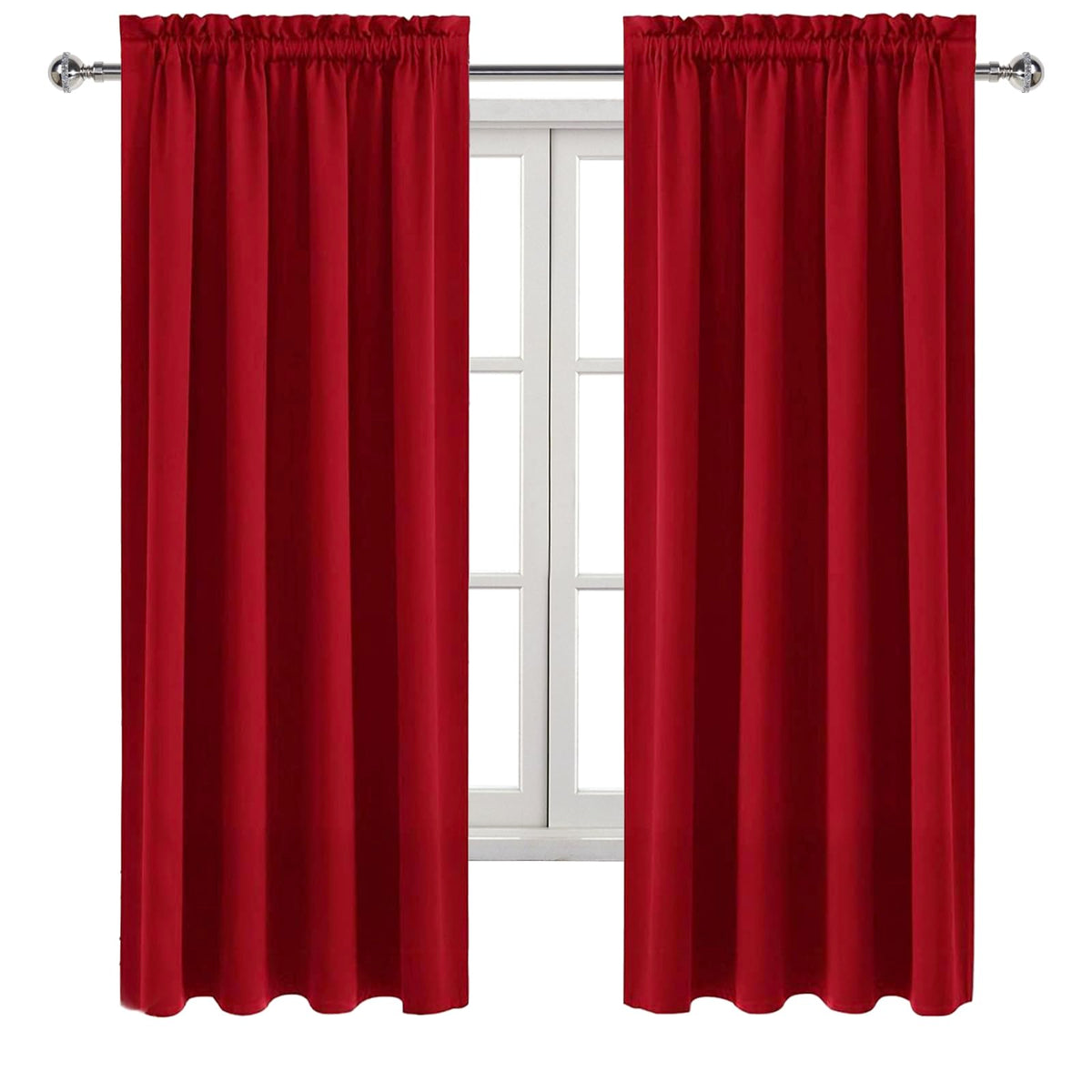 Blackout Curtains for Bedroom Living Room 42 x 72 Inch Long Red (2 Count)