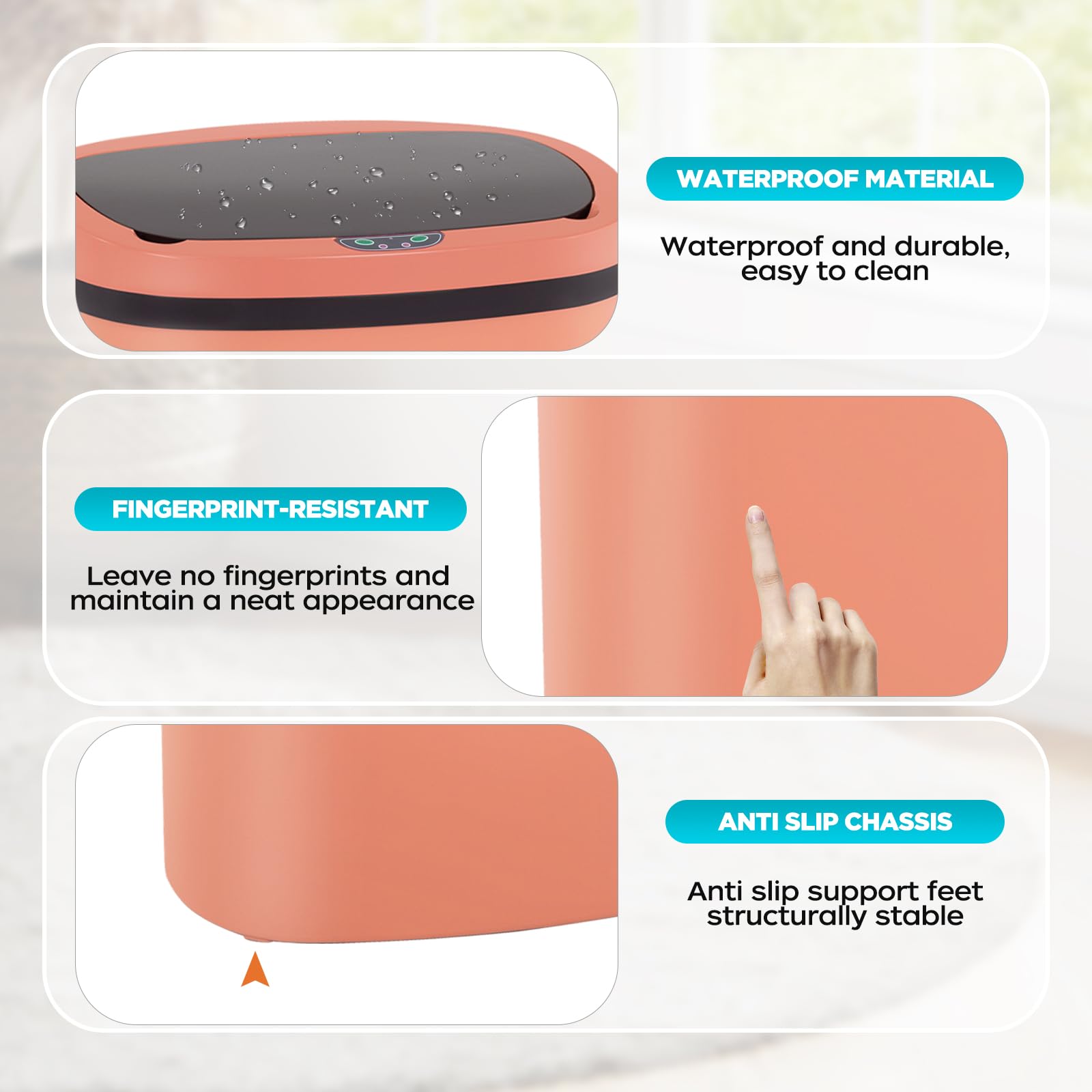 Automatic Motion Sensor Bathroom Trash Can with Lid