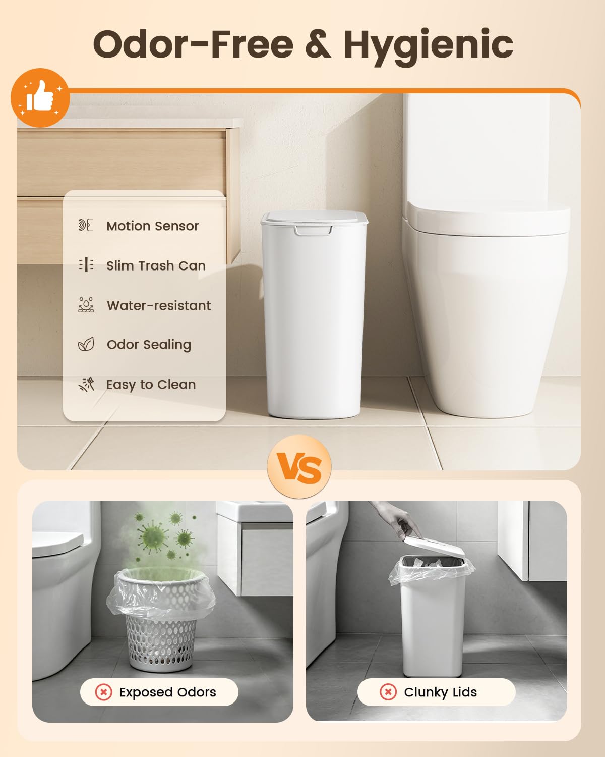 5 Gallon Automatic Bathroom Trash Can with Lid
