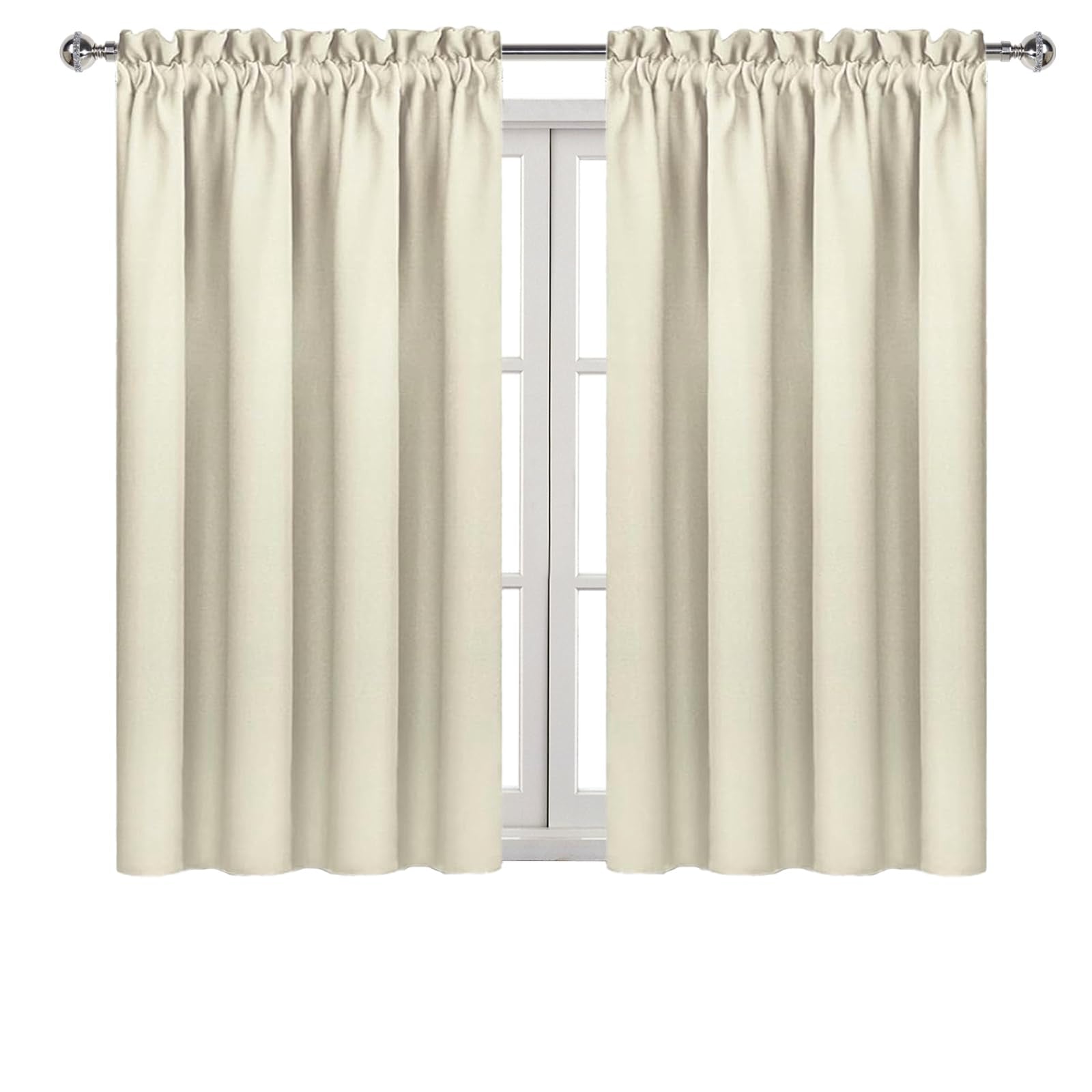 Blackout Curtains for Bedroom 42 x 54 Inch Long Light Beige 2 Panels (2 Count)