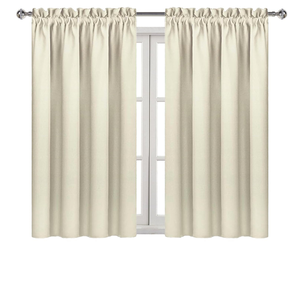 Blackout Curtains for Bedroom 42 x 45 Inch Long Light Beige 2 Panels (2 Count)