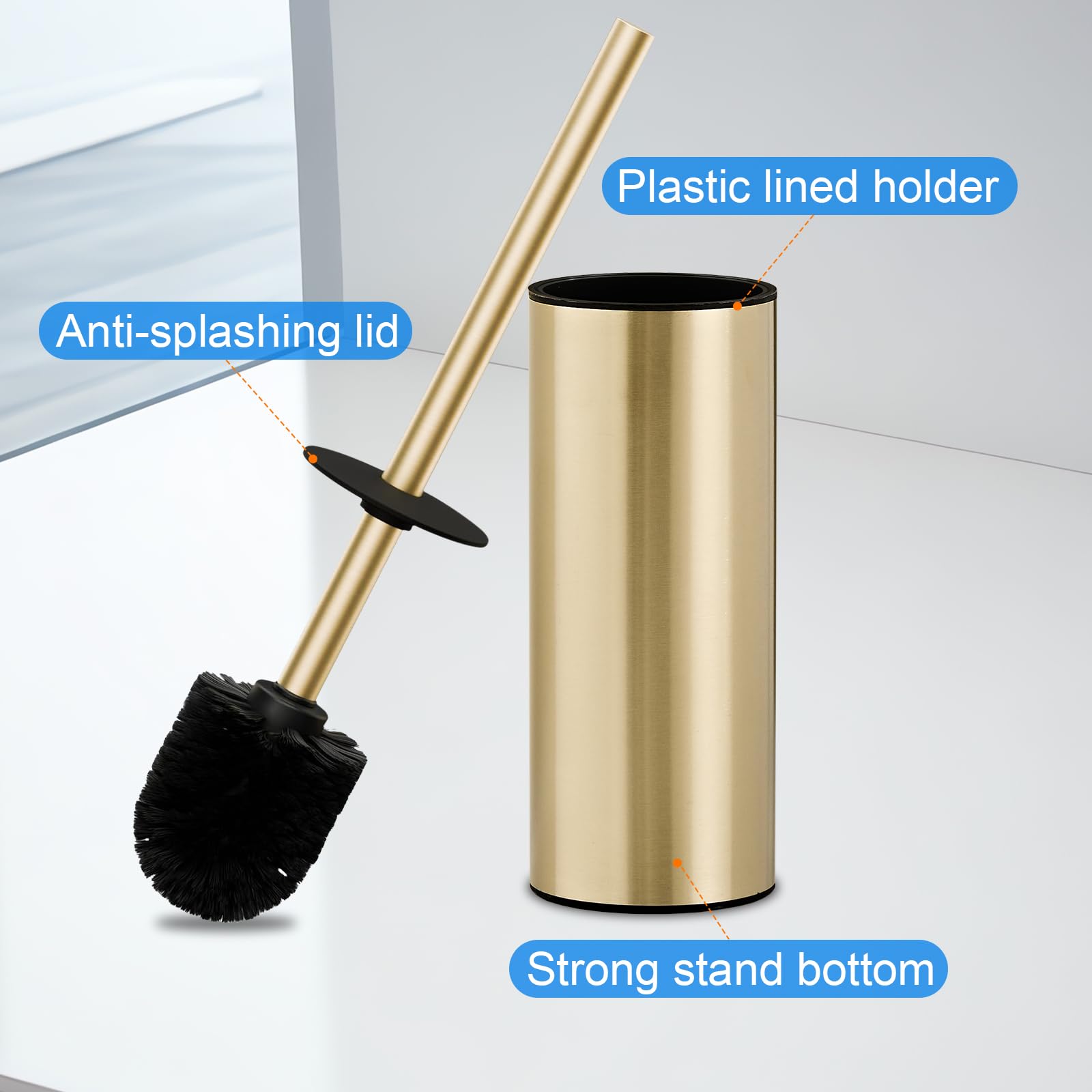 304 Stainless Steel Toilet Bowl Cleaner Brush and Holder Set
