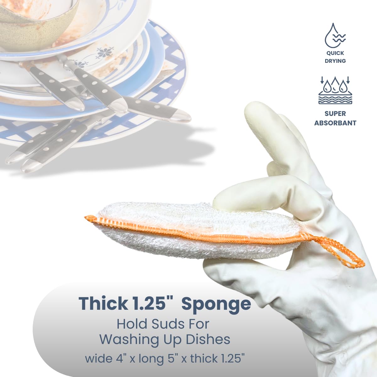 Cloth Kitchen Sponges Scrub Reusable Durable 4pk 4x5x1.25in