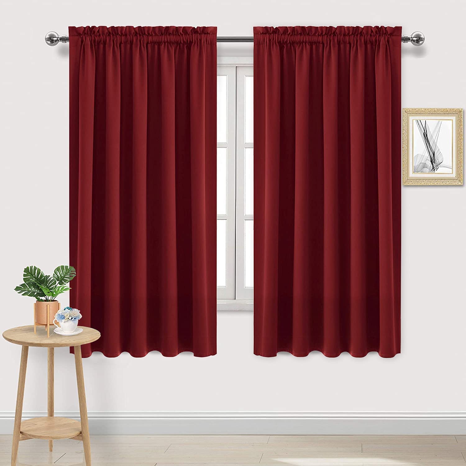 Blackout Curtains for Bedroom Living Room 42 x 63 Inch Long Burgundy
