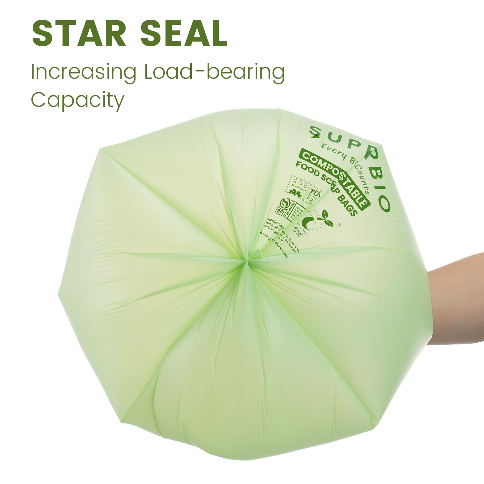 1.6 Gallon Compostable Food Scrap Bags with Handles (100 Count)