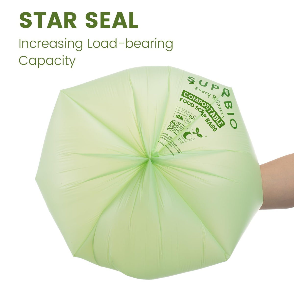 13 Gallon Handle Tie Compostable Food Waste Bags (60 Count)