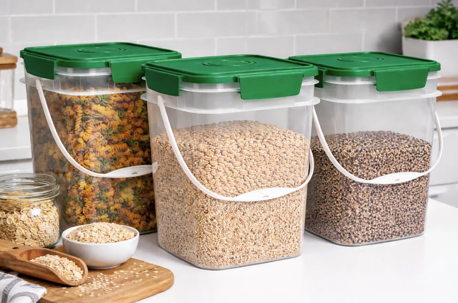 4 Gallon Square Food Grade Bucket Pail with Plastic Handles and Lid