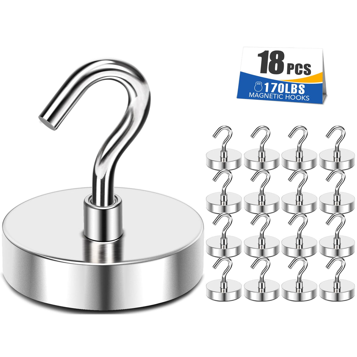 Magnetic Hooks 170lbs Strong Magnets Hook 18 Pack
