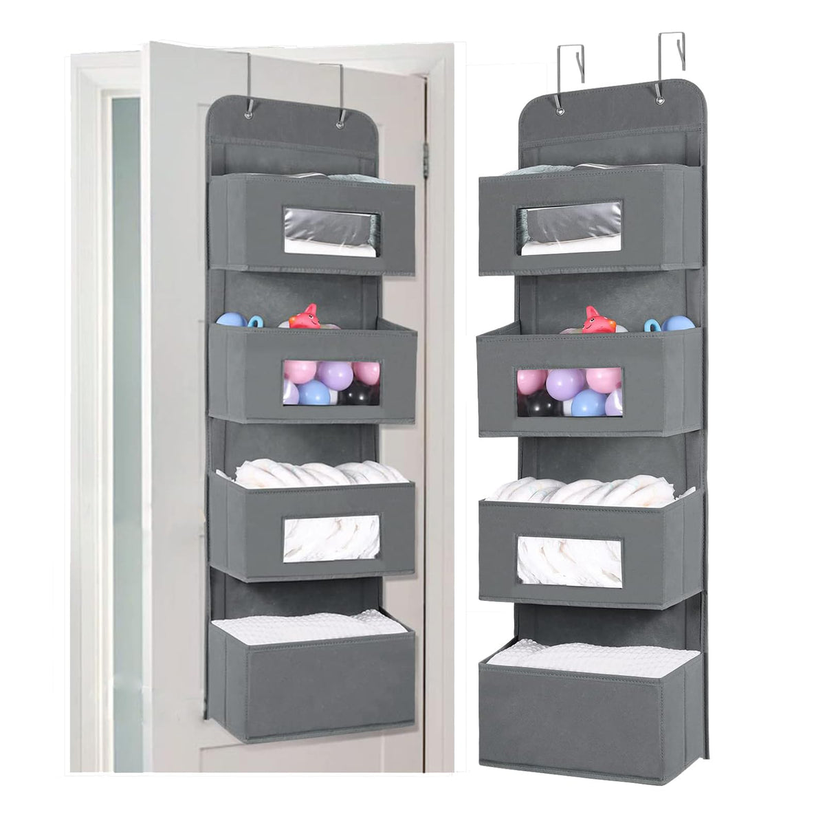 4 Shelf Over The Door Hanging Organizer with 2 Metal Hooks (4 Count)