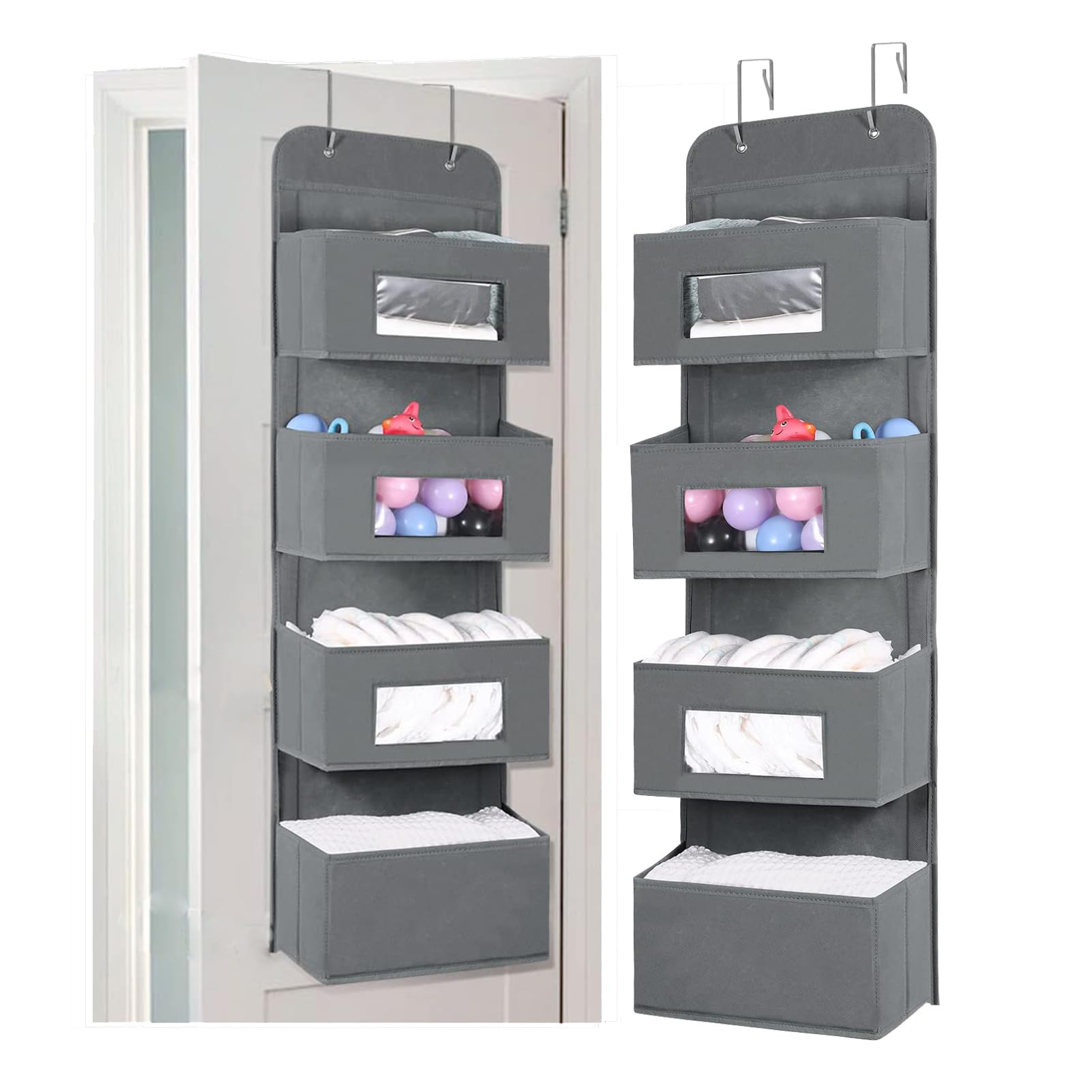 4 Shelf Over The Door Hanging Organizer with 2 Metal Hooks (4 Count)