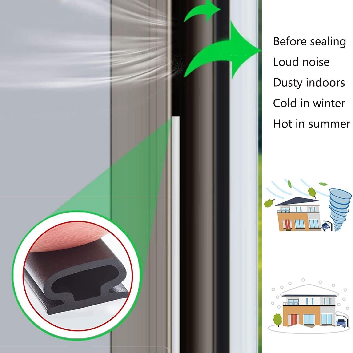 Black Rubber Weather Stripping Door Seal Strip (40 Foot)