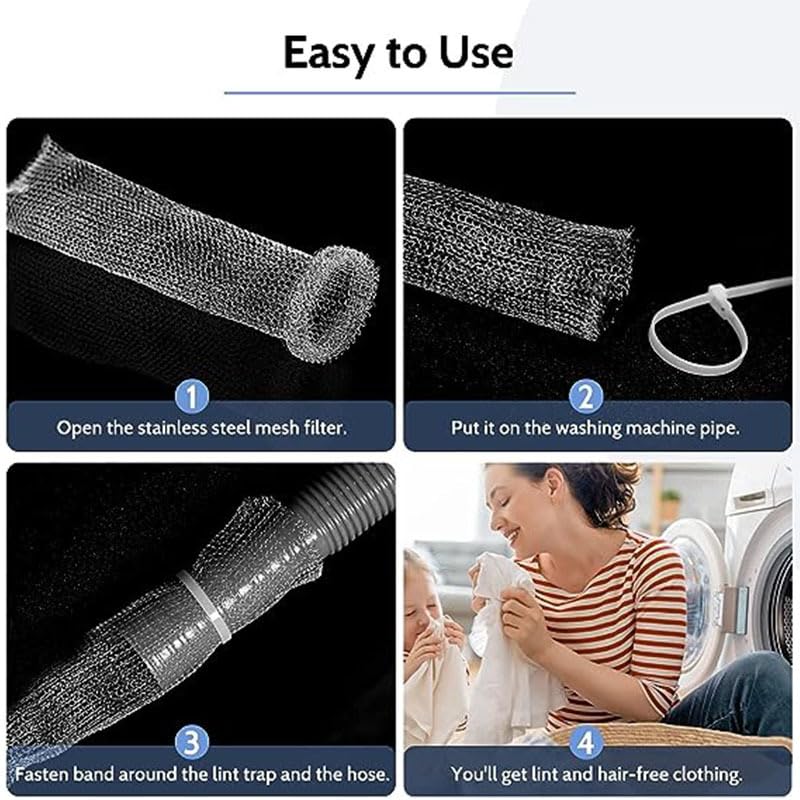 Stainless Steel Lint Traps for Washing Machine Drain Hose (24 Count)