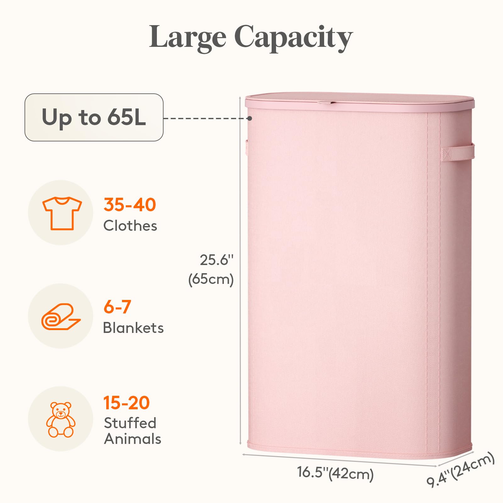 Slim Laundry Basket with Lid and Removable Bag