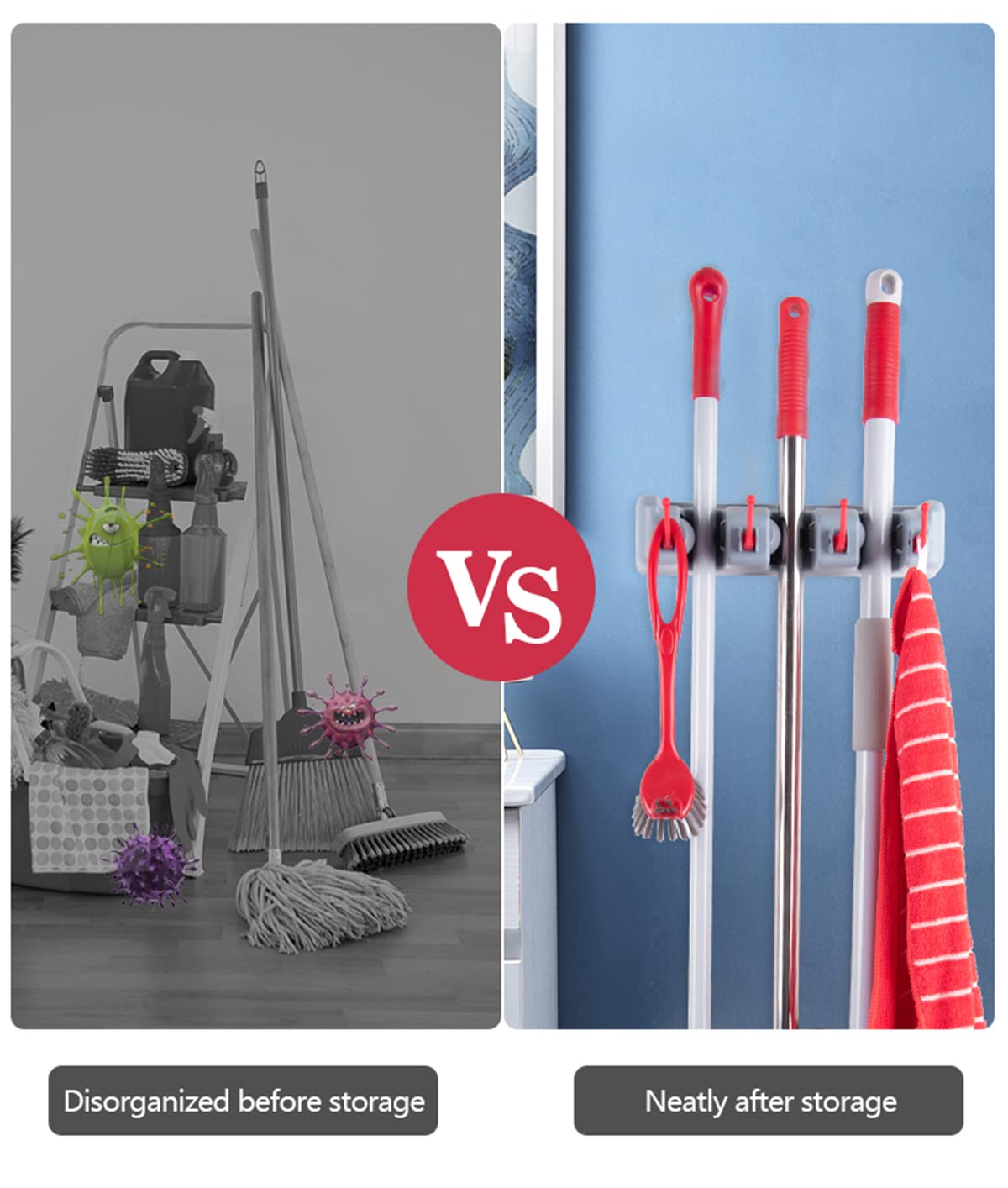 Broom and Mop Holder Wall Mount