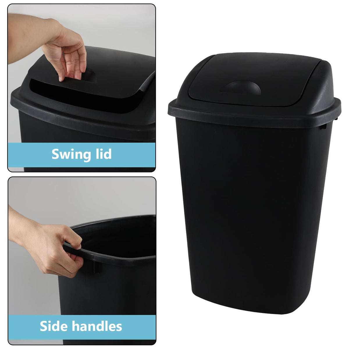 13 Gallon Kitchen Trash Can with Swing Lid (4 Count)