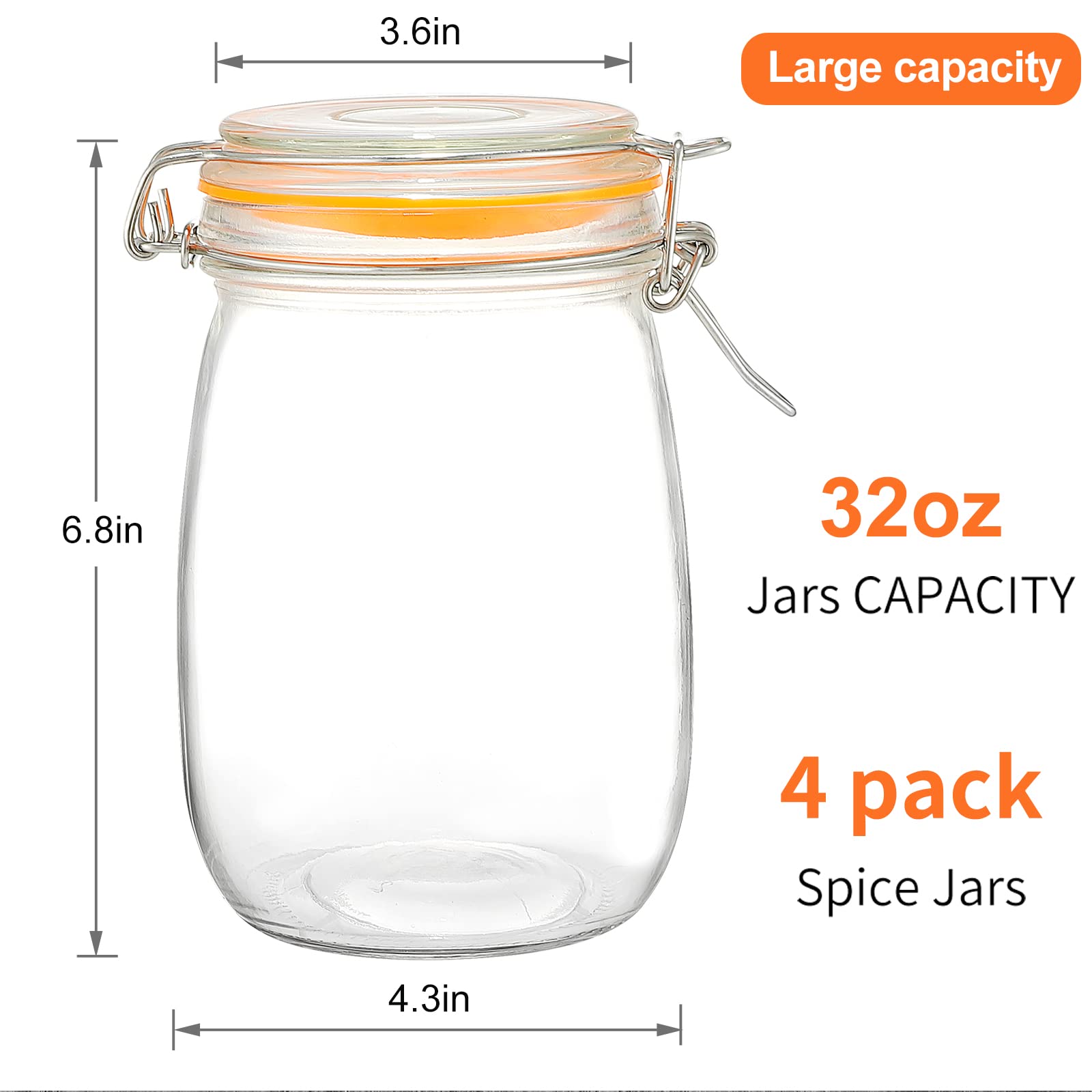 Wide Mouth Mason Jars (32 Fl Oz)